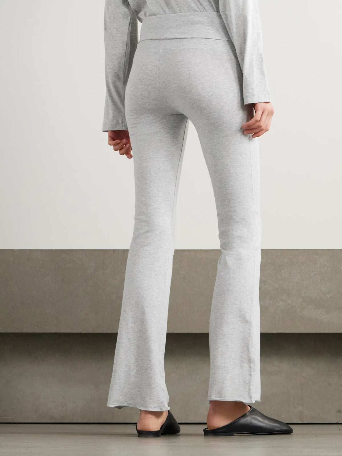 Stretch-cotton Jersey Foldover Pants - Light Heather Grey