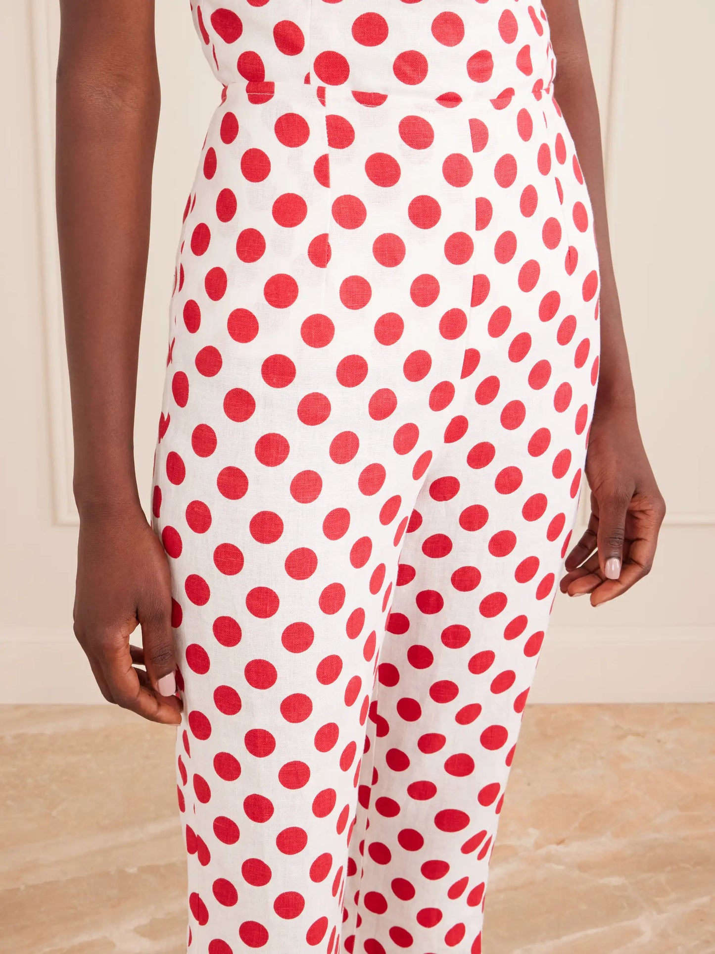 Valeria Capri Polka-dot Linen Pants