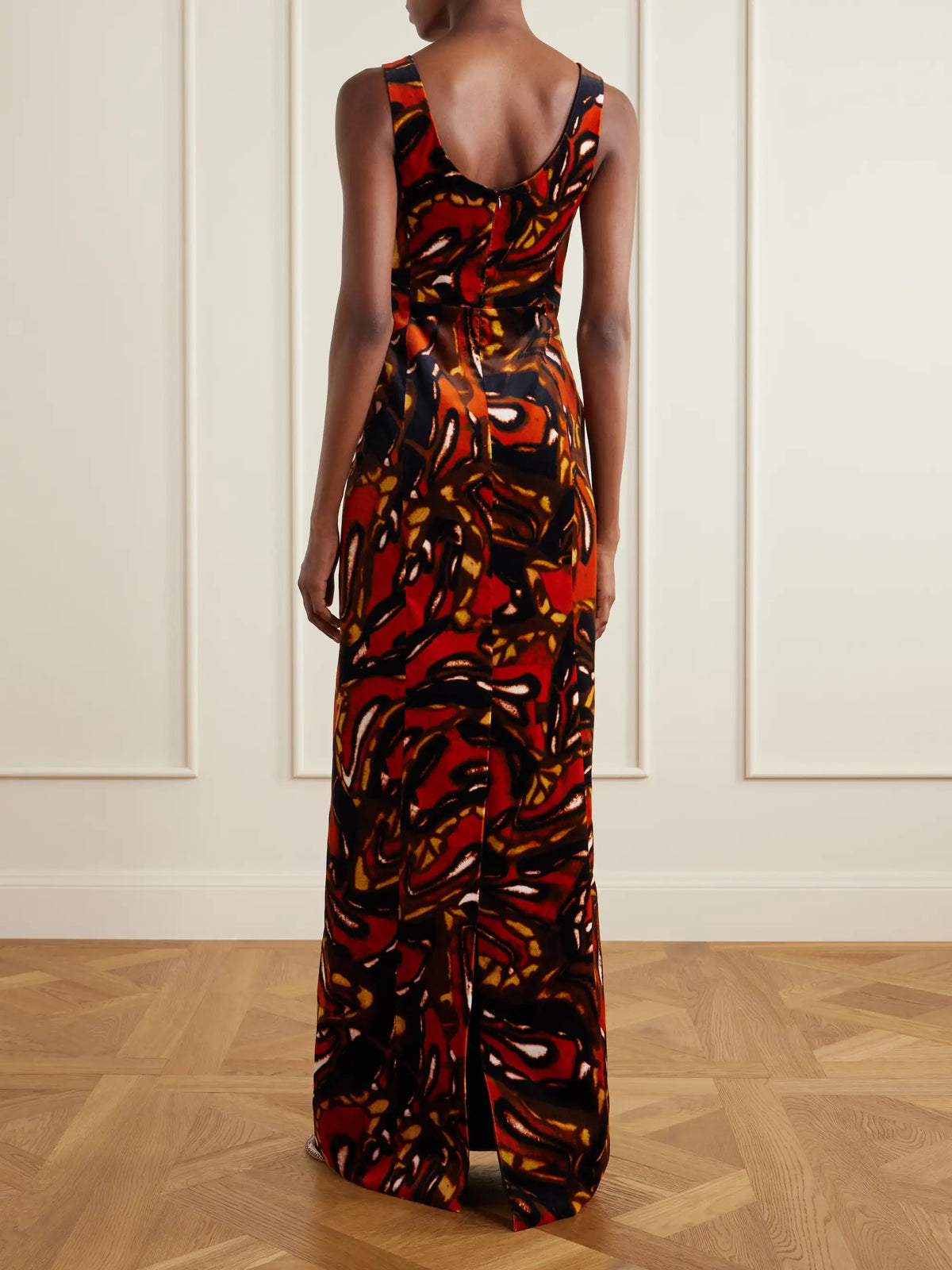 Printed Cotton-blend Velvet Maxi Dress