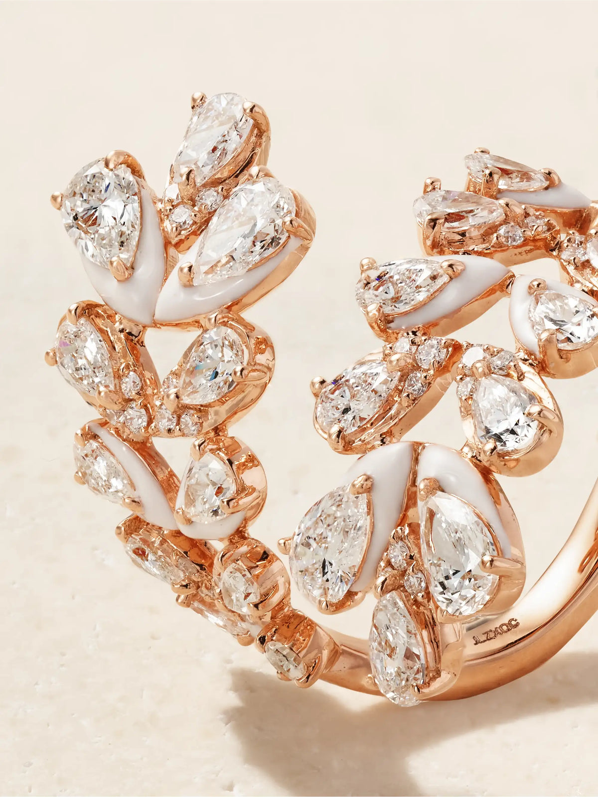 Flora 18-karat Rose Gold, Diamond And Enamel Ring