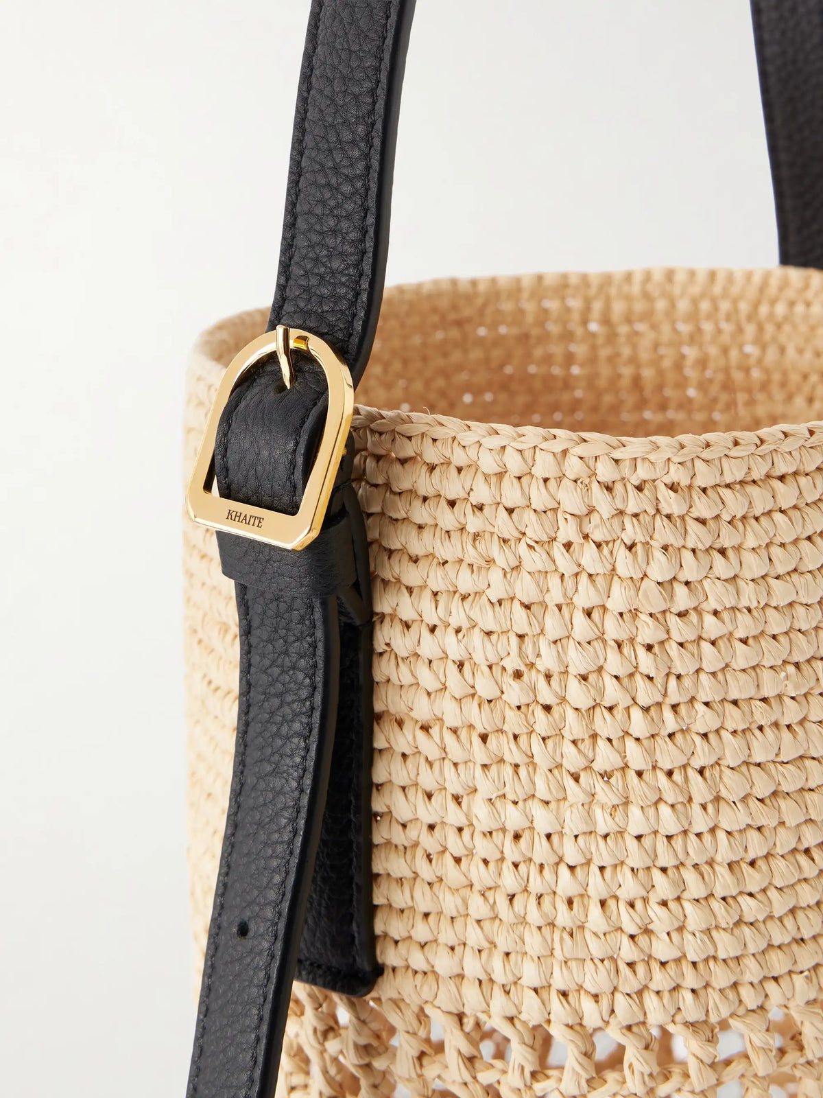 Billie Small Leather-trimmed Raffia Bucket Bag