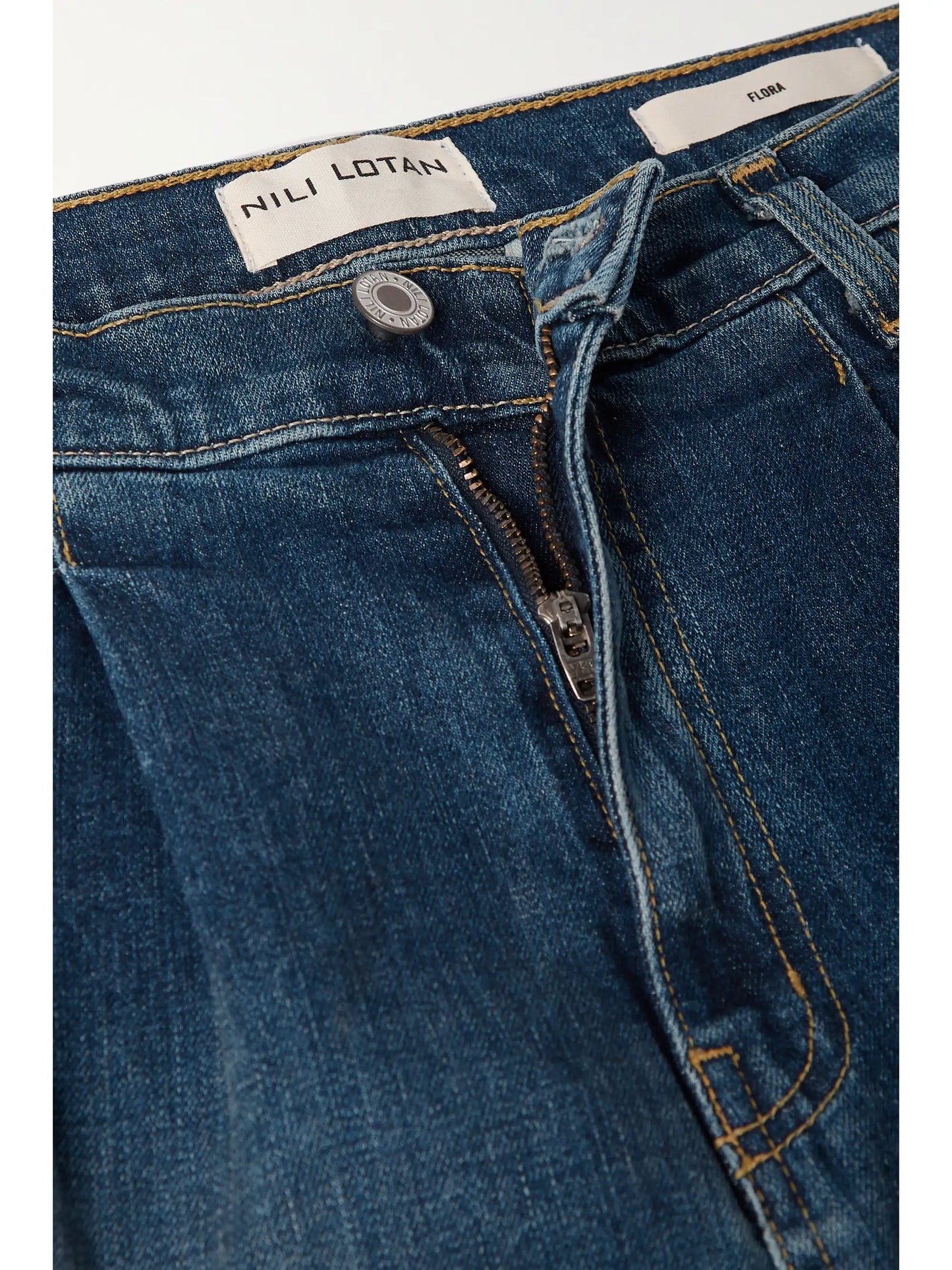 Flora Pleated High-rise Wide-leg Jeans