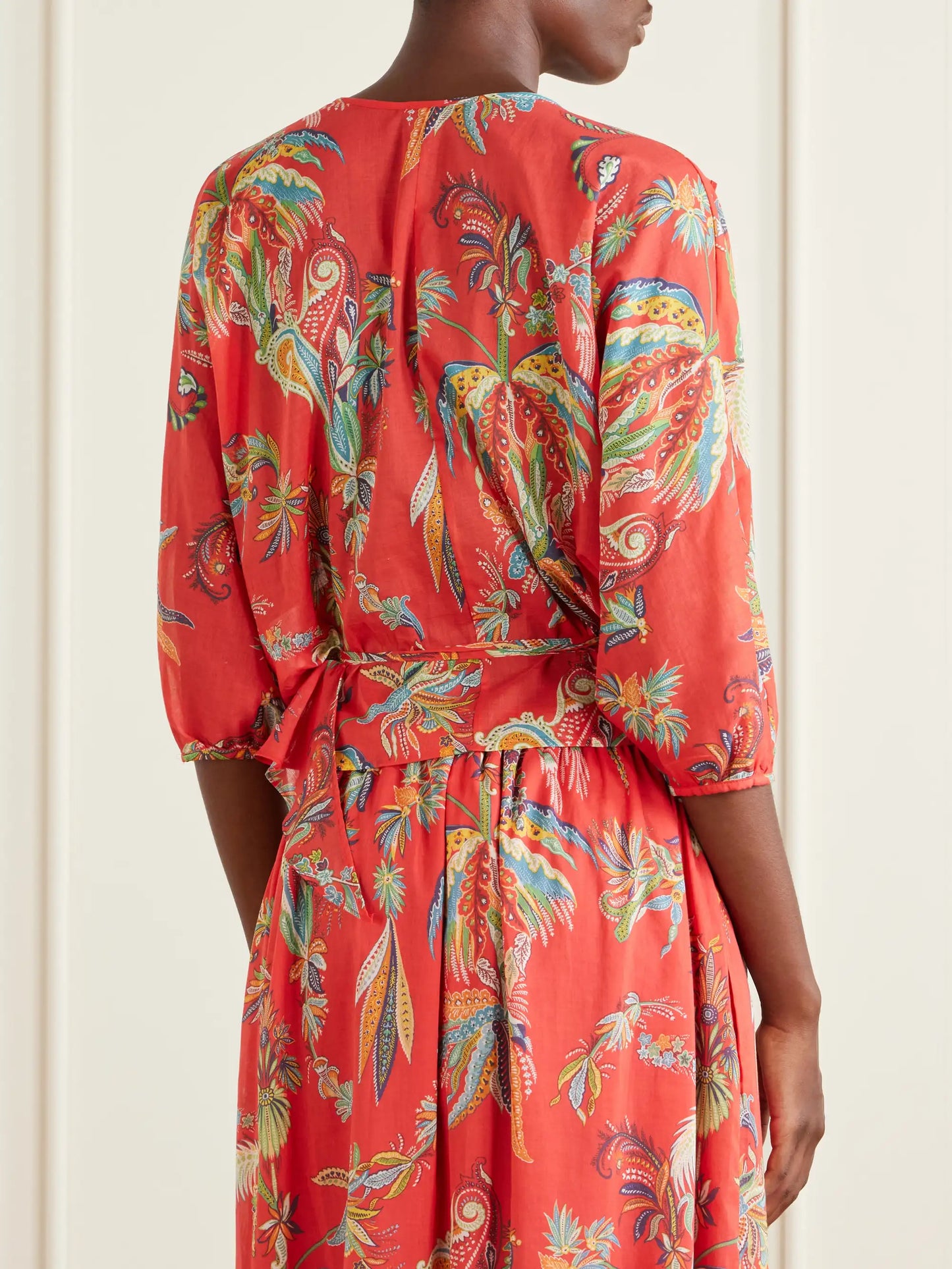Ruffled Printed Cotton Blouse