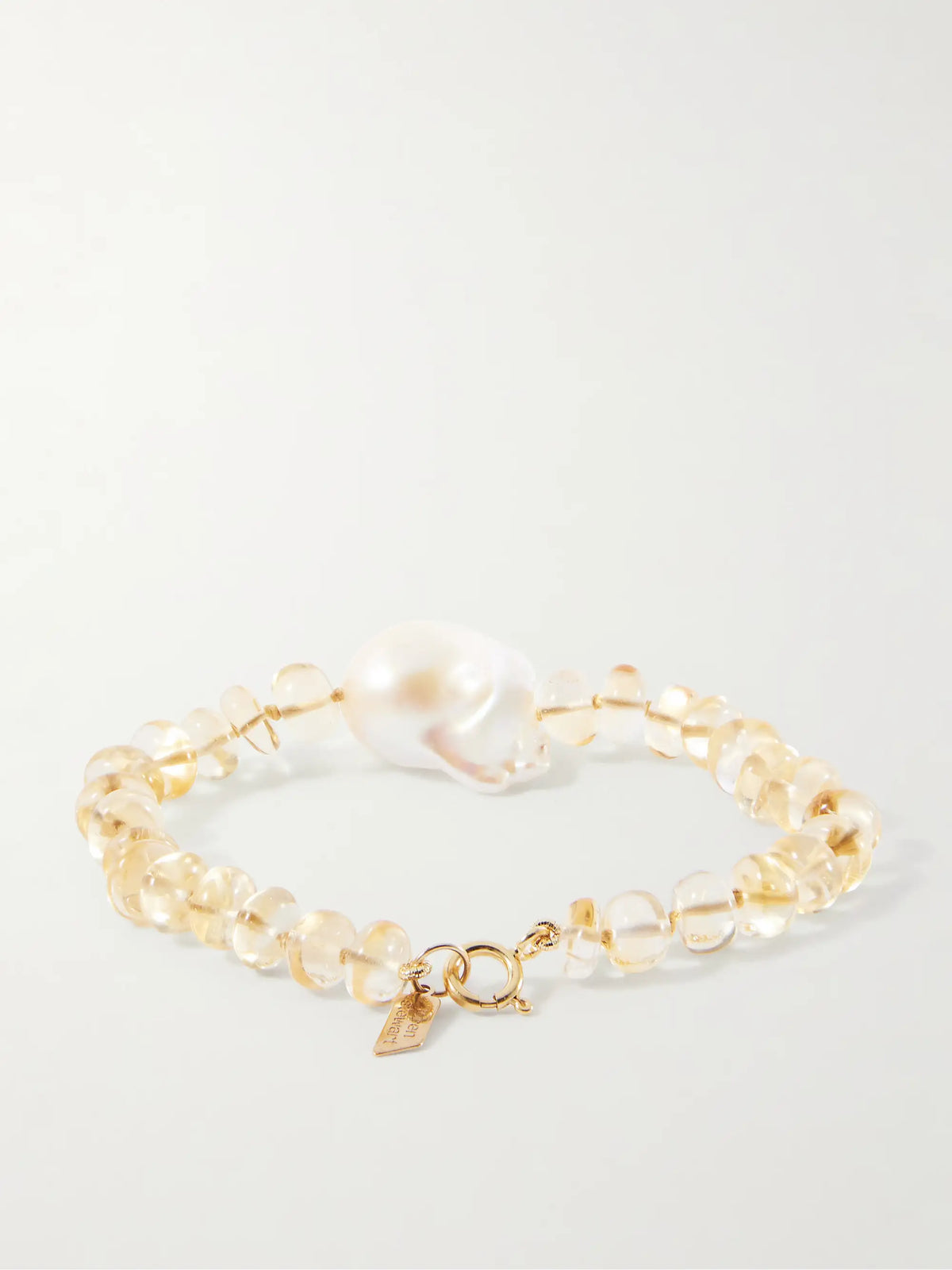 Sunsalt Baroque 14-karat Gold, Citrine And Pearl Beaded Bracelet