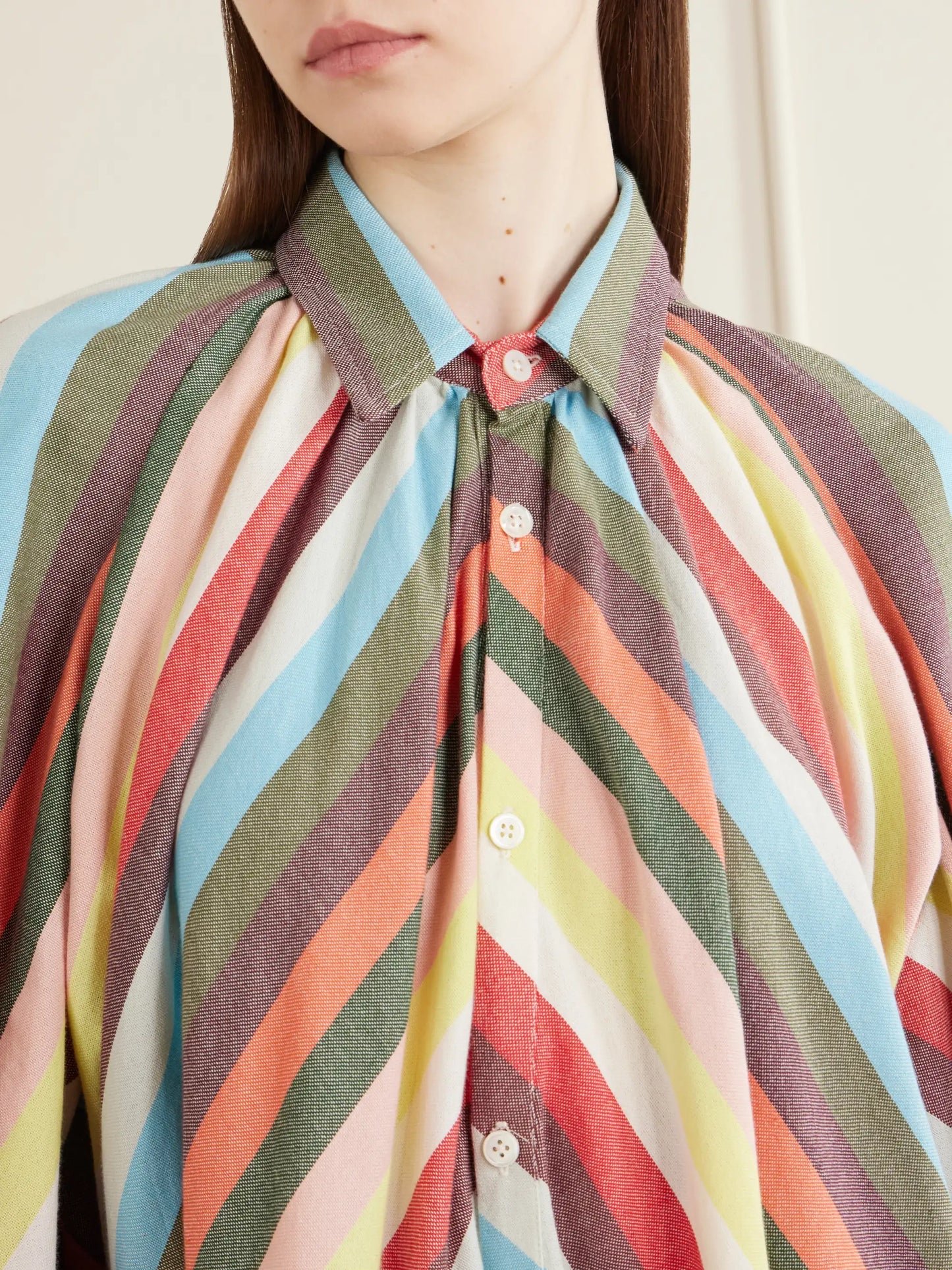 The Balloon Sleeve Touareg Striped Cotton Maxi Dress