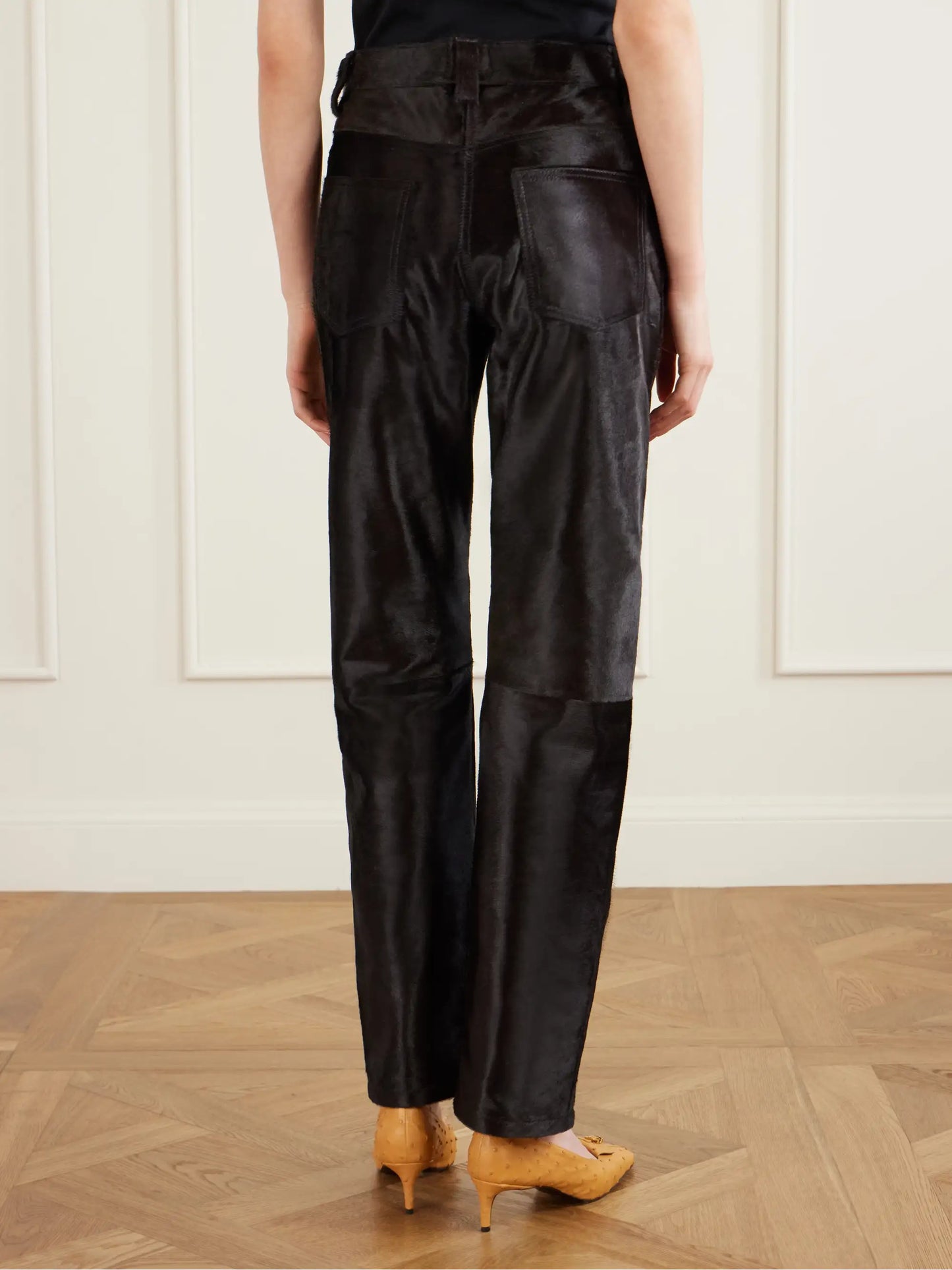 Callum Calf Hair Straight-leg Pants