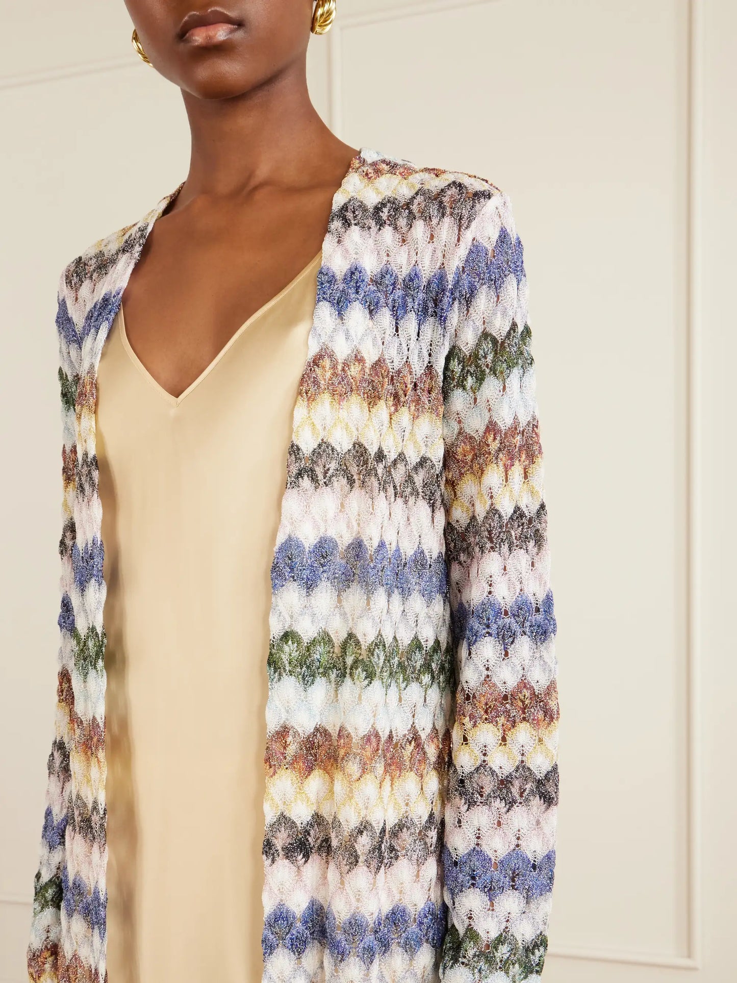 Striped Crochet-knit Cardigan