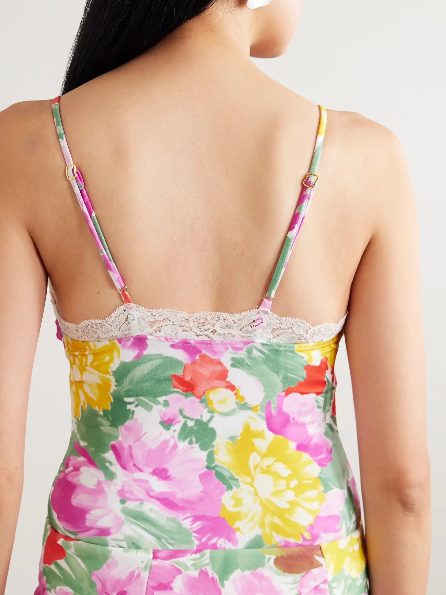 Lace-trimmed Floral-print Swimsuit