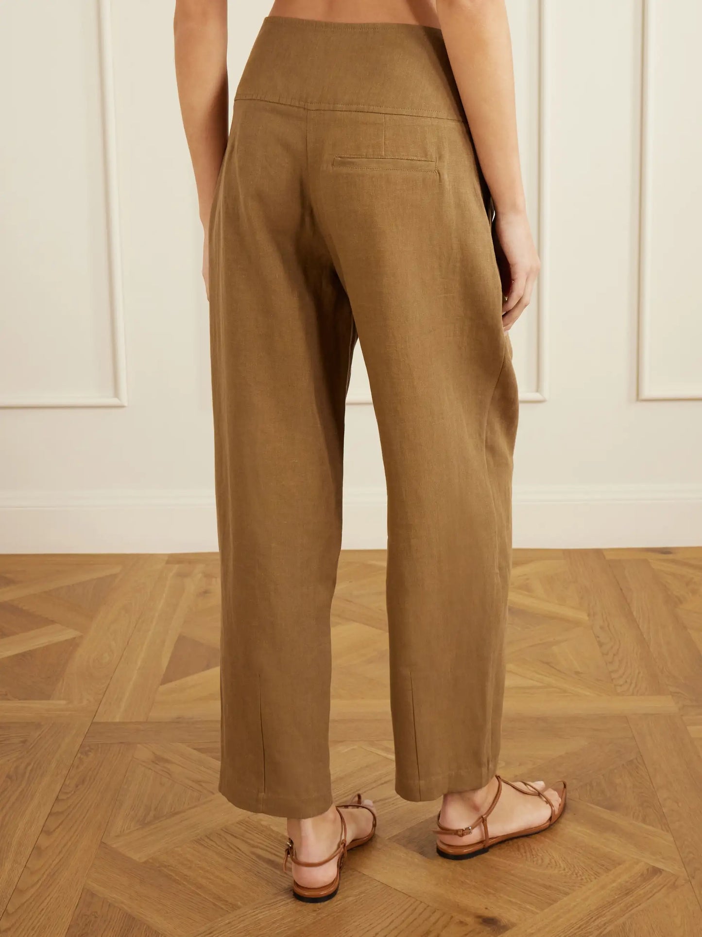 Dafash High-rise Pleated Linen Straight-leg Pants