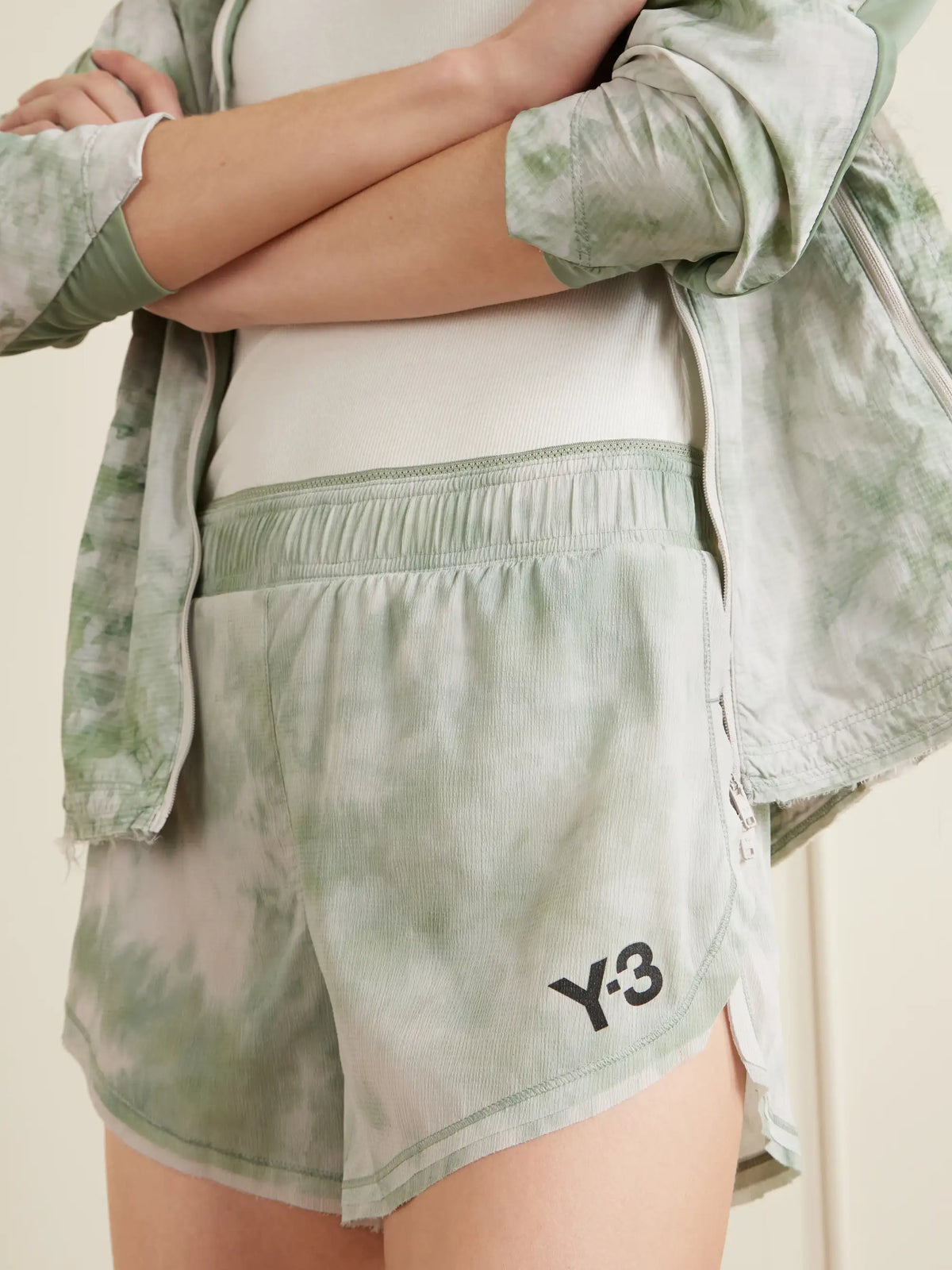 + Y-3 Printed Frayed Lightweight Shorts
