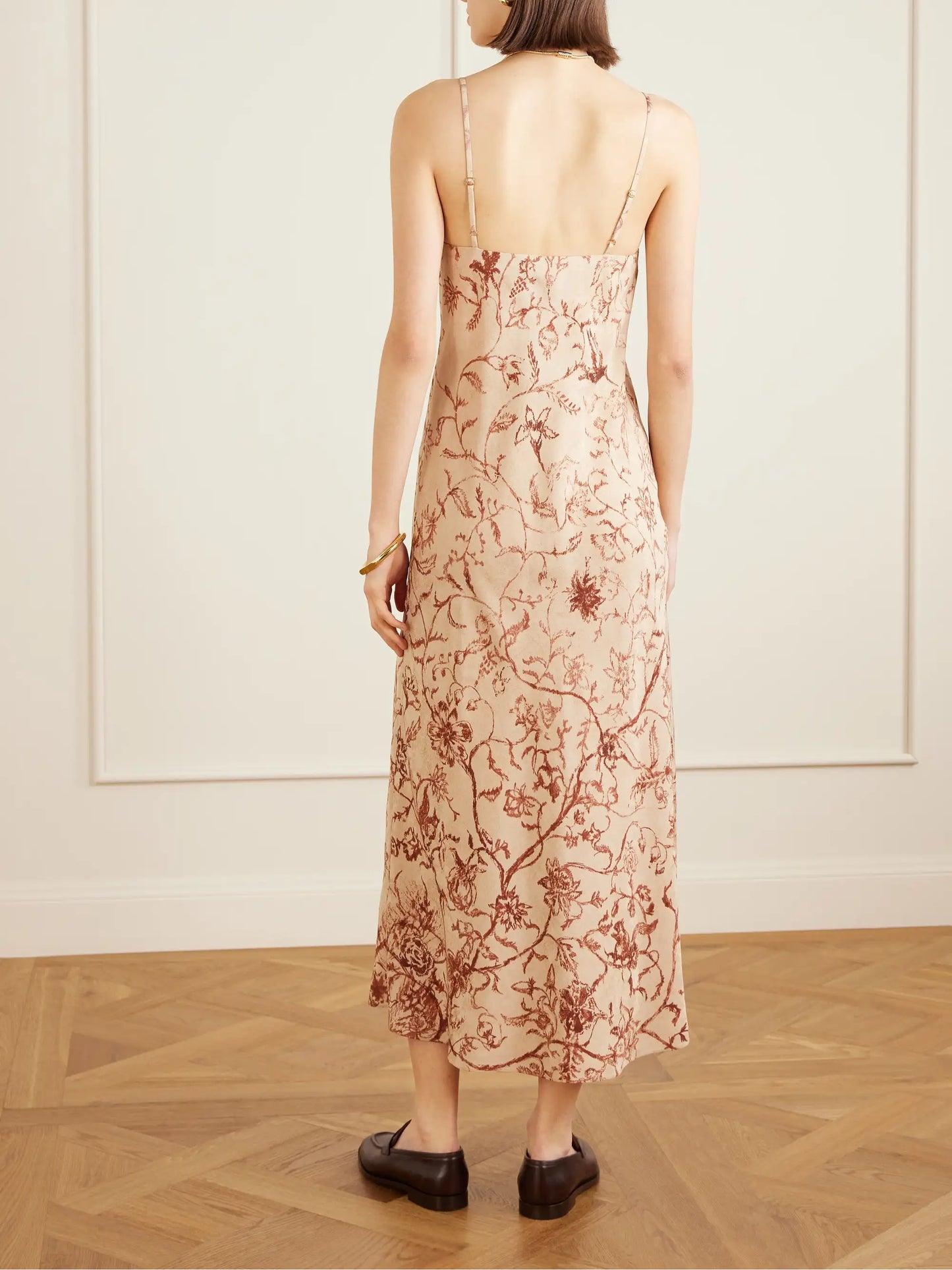 Floral Silk-jacquard Midi Dress