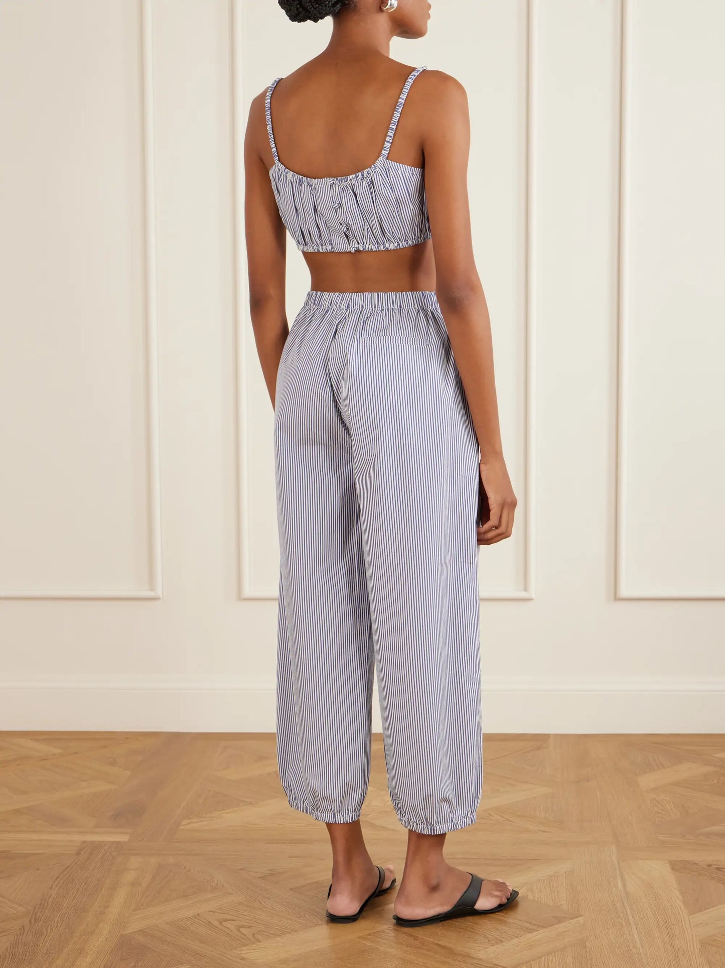 Striped Cotton-poplin Balloon Pants