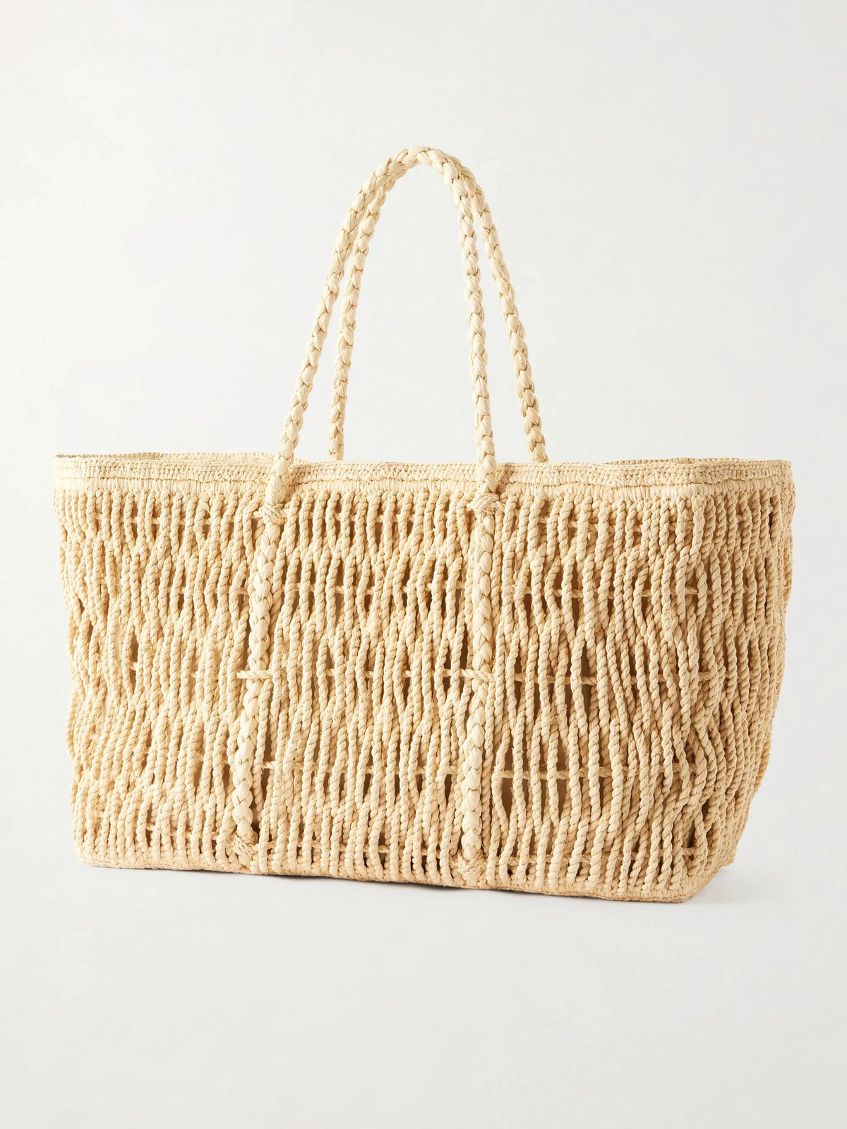 Georgica Leather-trimmed Raffia Tote