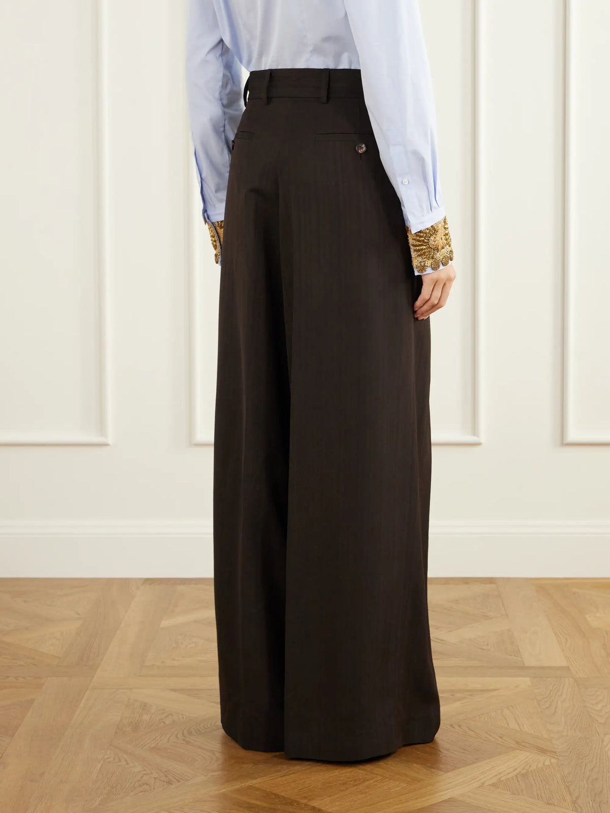 Dries Van Noten Pinstriped Crepe Wide-leg Pants