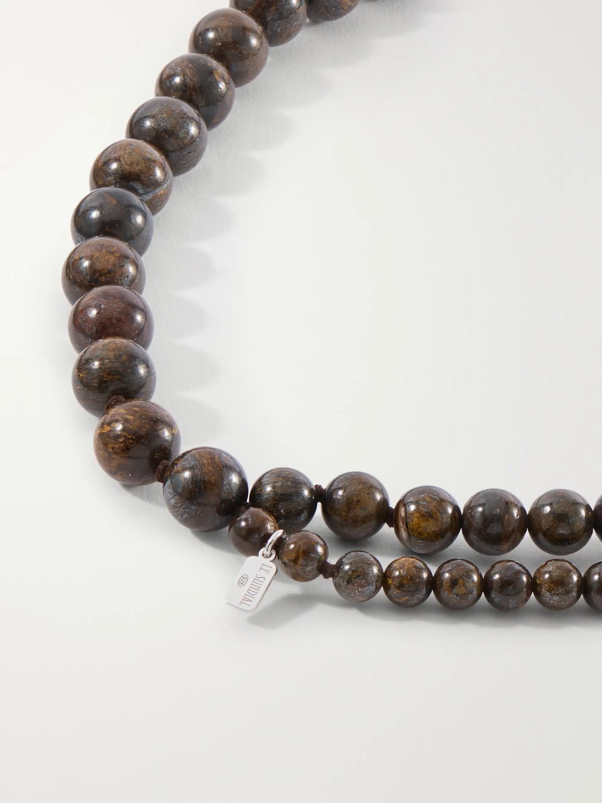 Venice Opera Tasseled Sterling Silver Bronzite Necklace