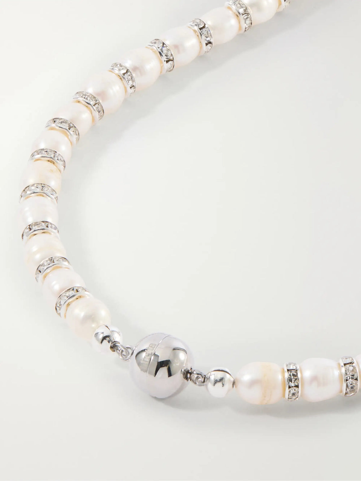 Perla Rhodium-plated, Pearl And Crystal Beaded Necklace