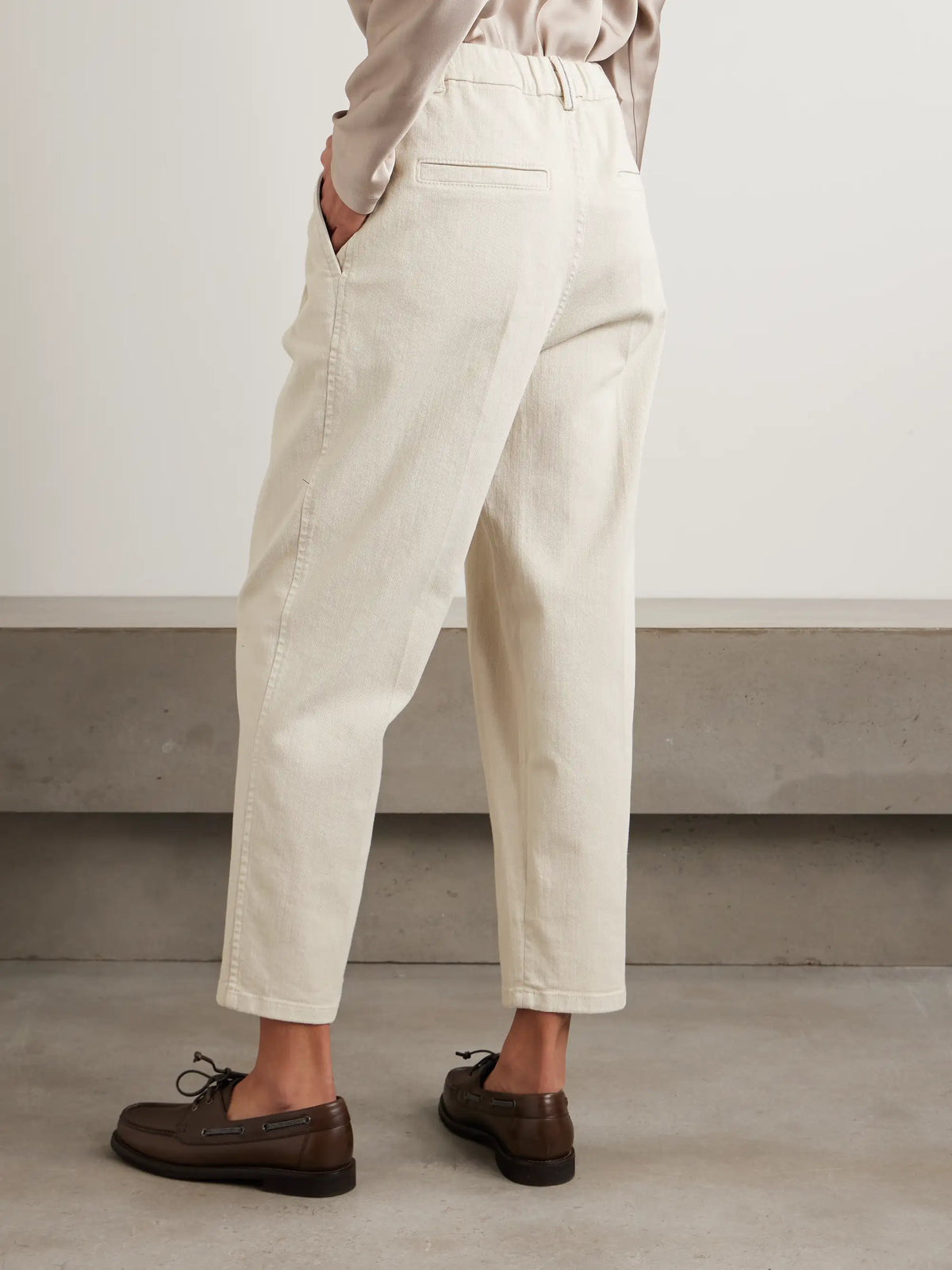 Cropped Pleated Stretch-cotton Twill Tapered Pants