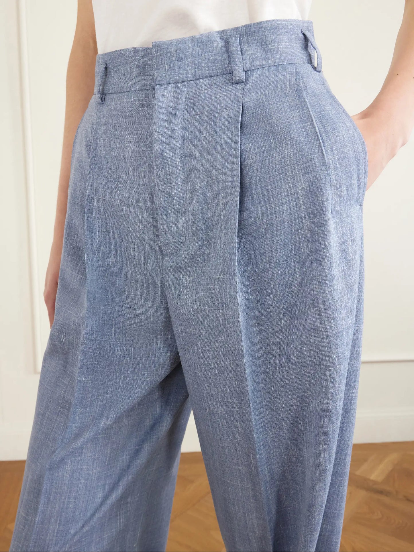 Hector Pleated Wool, Silk And Linen-blend Wide-leg Pants