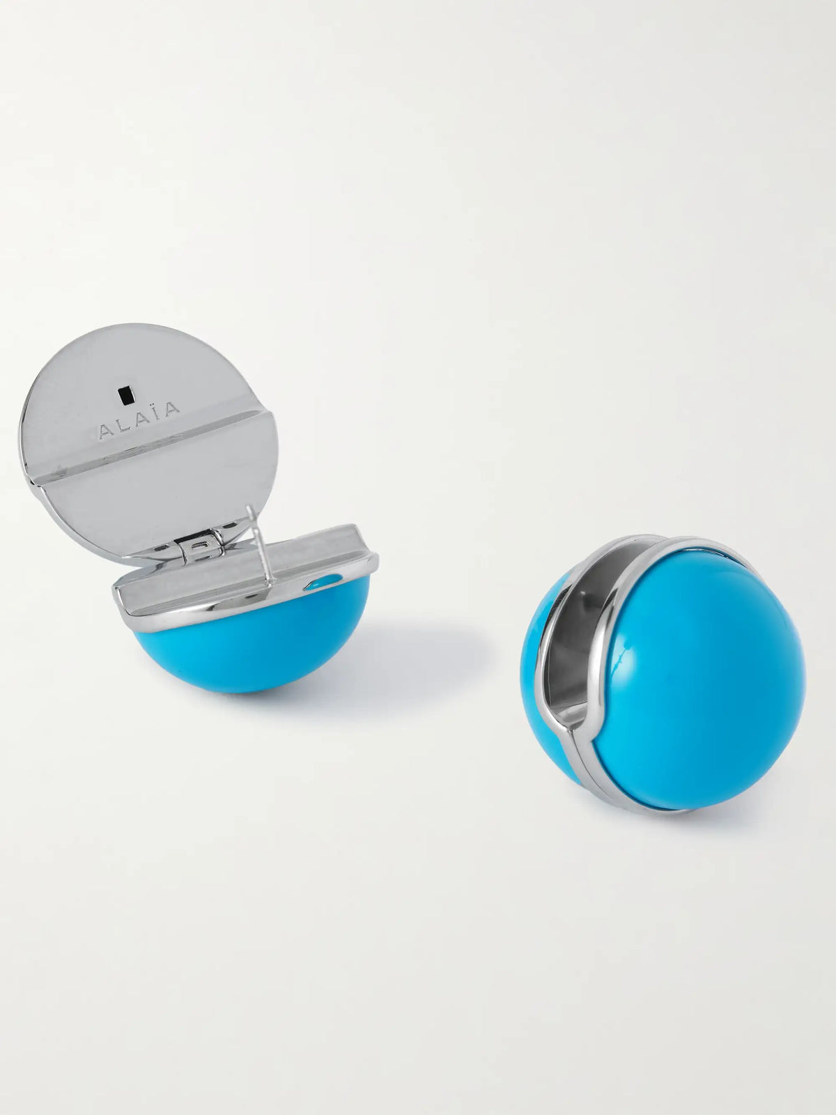 Sphere Silver-tone And Enamel Earrings