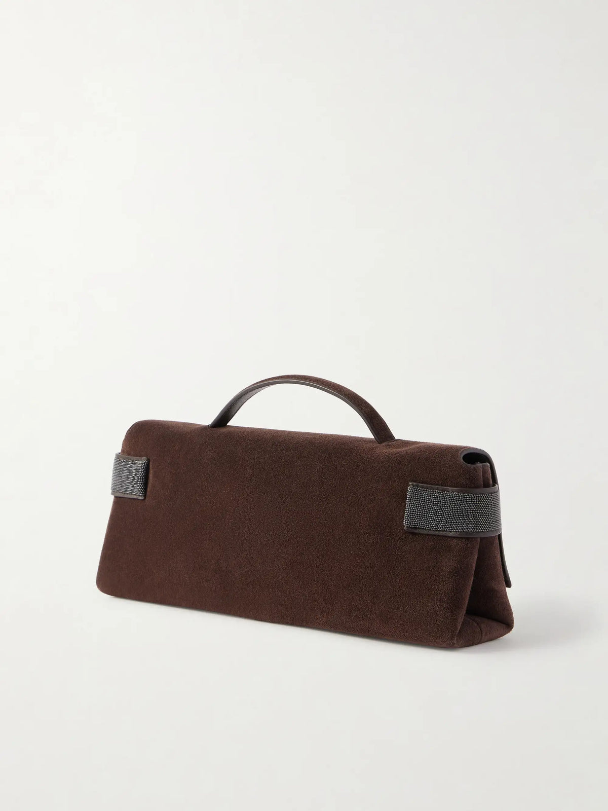 Bead-detailed Suede Clutch