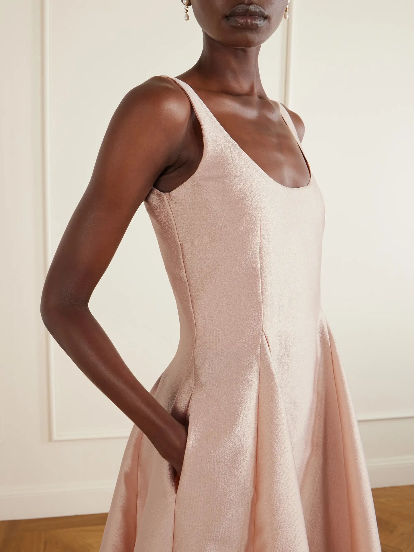Charles Paneled Pebble-crepe Midi Dress