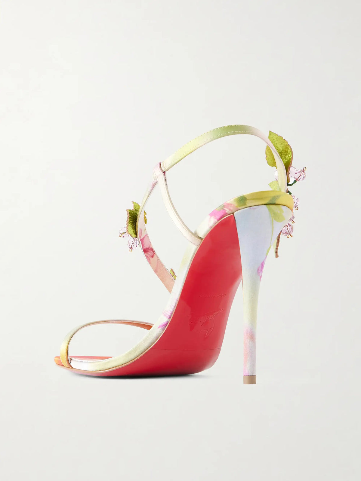 Rosa Fruit 100 Embellished Leather-trimmed Satin Sandals