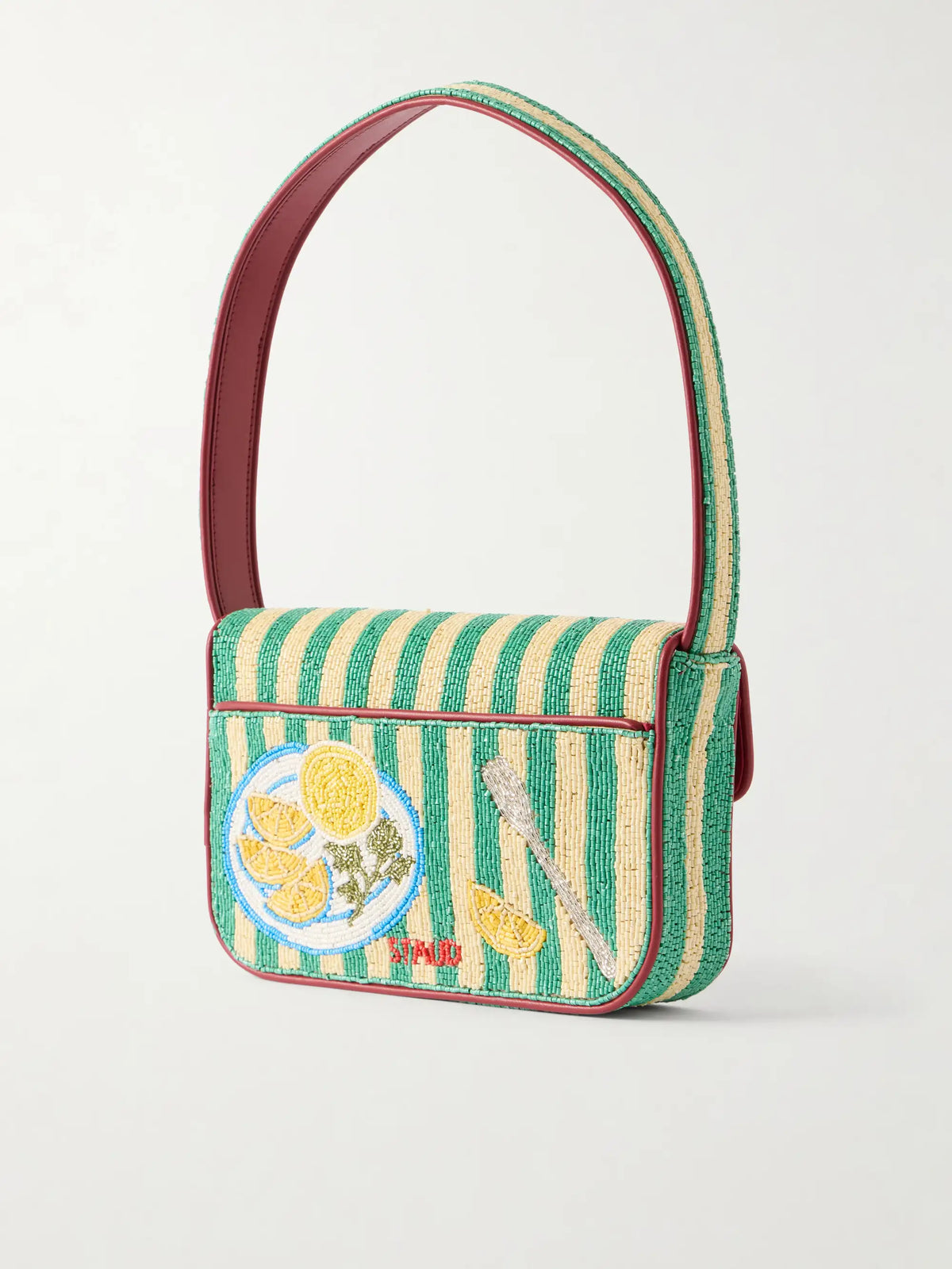 Tommy Bead-embellished Leather-trimmed Satin Shoulder Bag