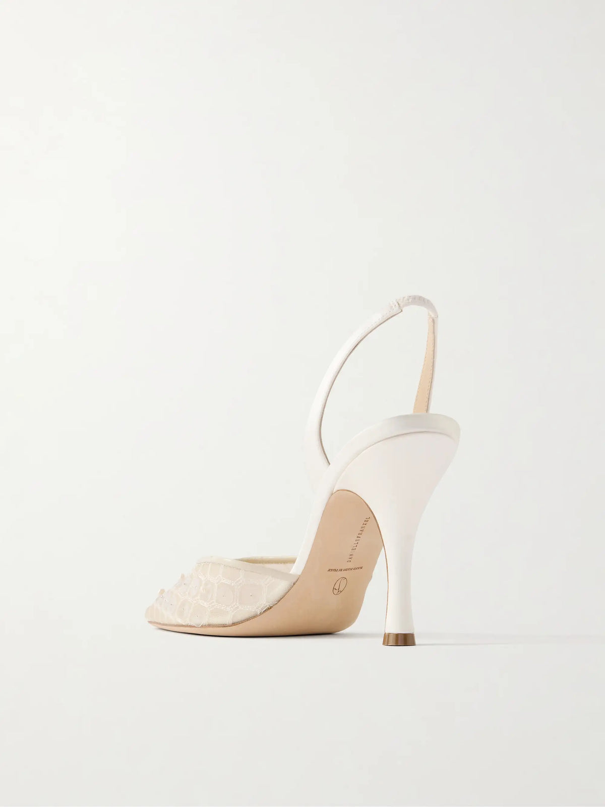 Archer Embellished Satin-trimmed Mesh Slingback Pumps