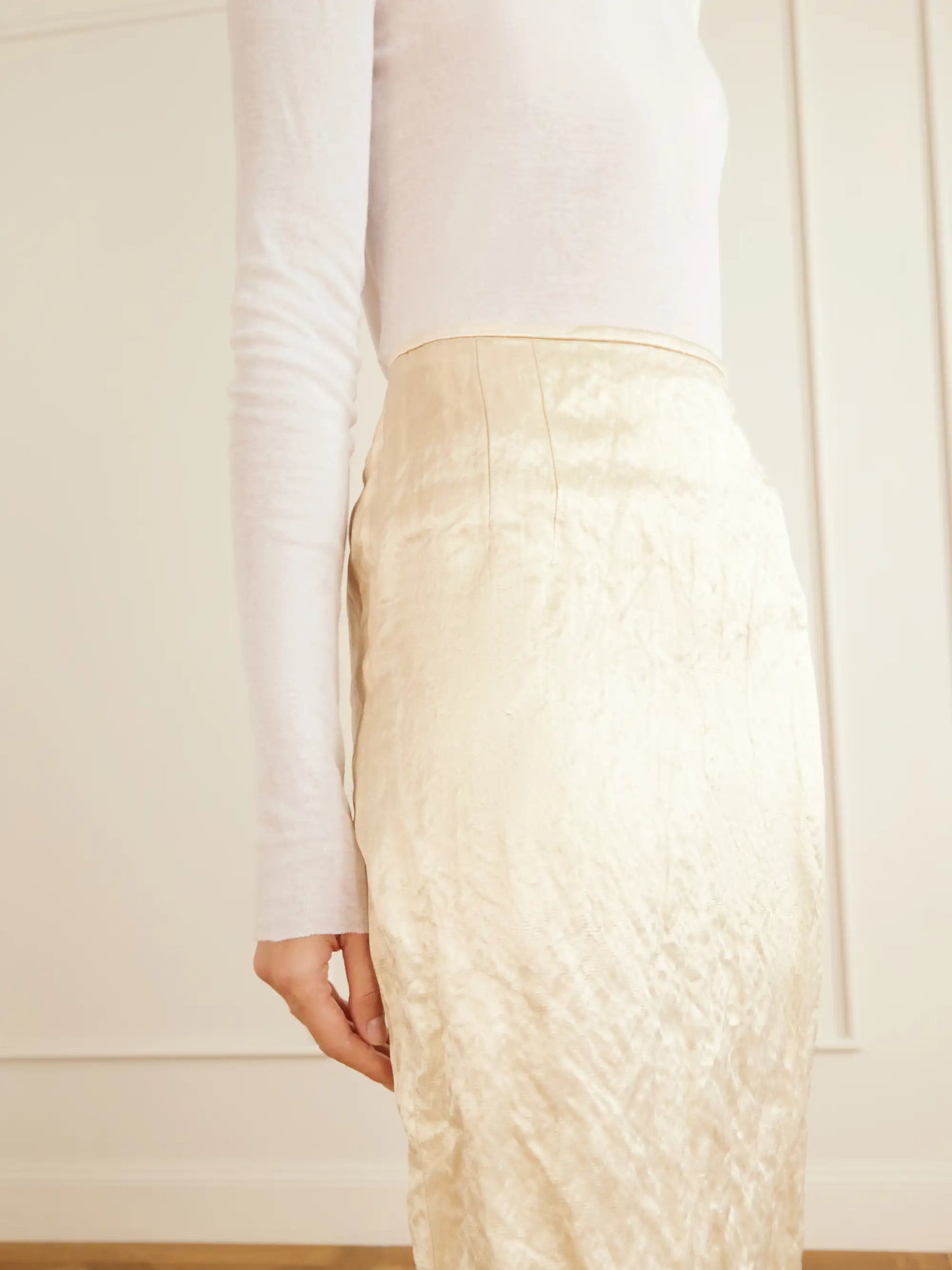 Mena Cloqué Cotton-blend Midi Skirt