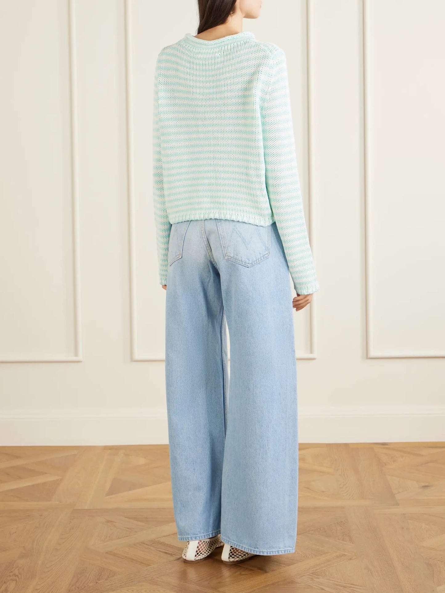 Mini Marina Cropped Striped Cotton Sweater