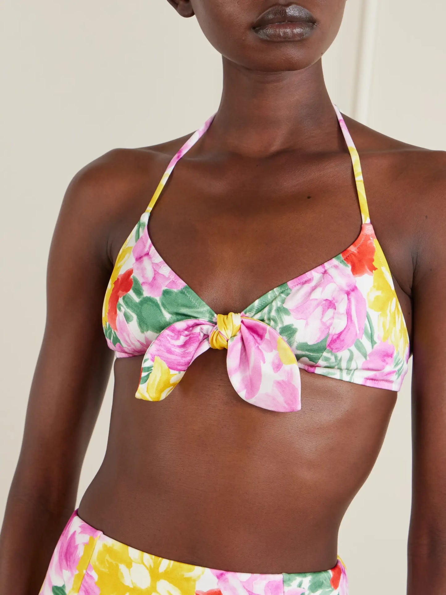 Floral-print Halterneck Bikini Top