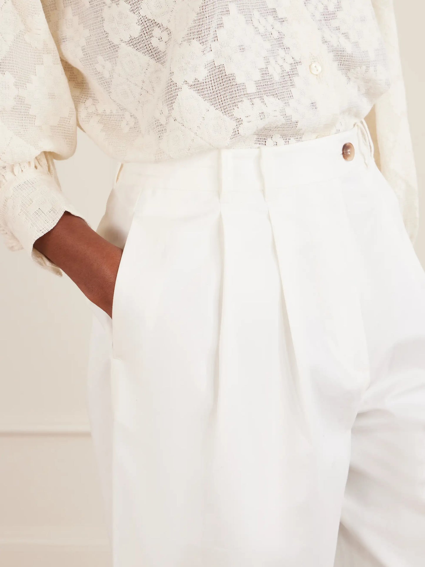 Lisa Pleated Cotton-twill Wide-leg Pants