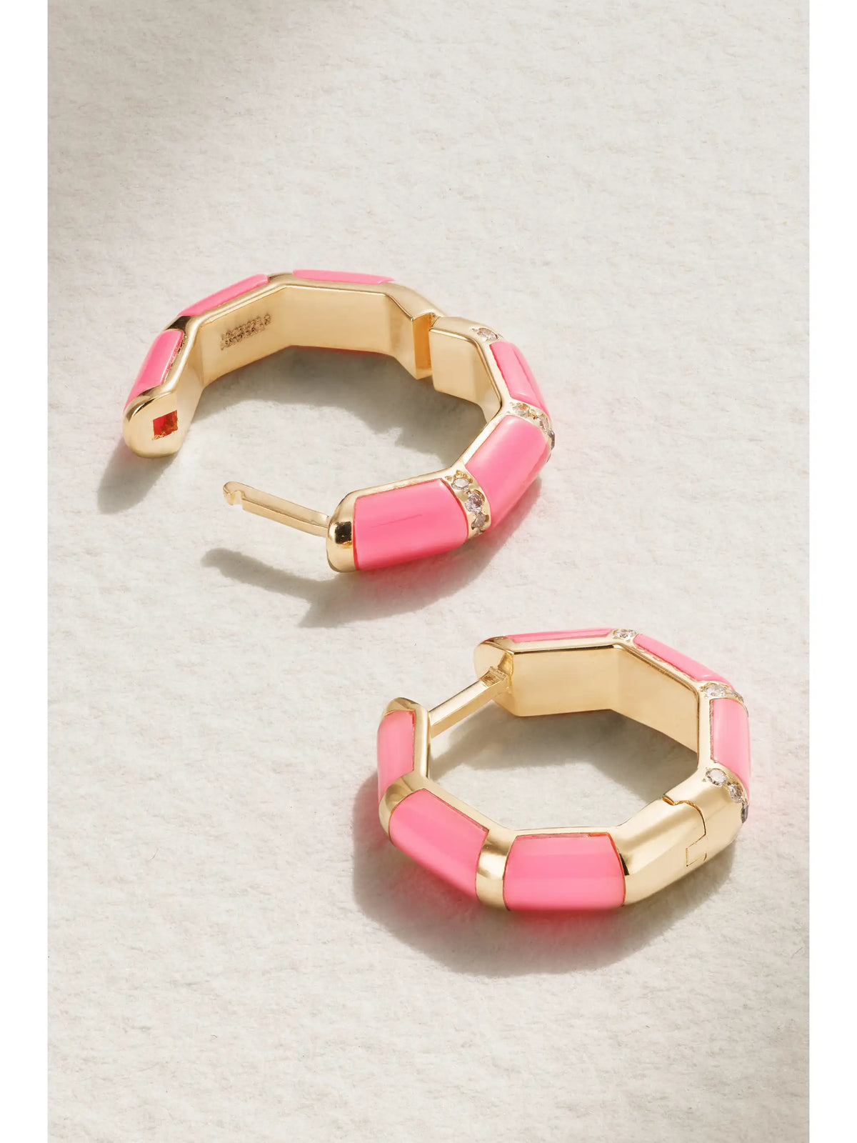 Bamboo 18-karat Gold, Enamel And Diamond Hoop Earrings