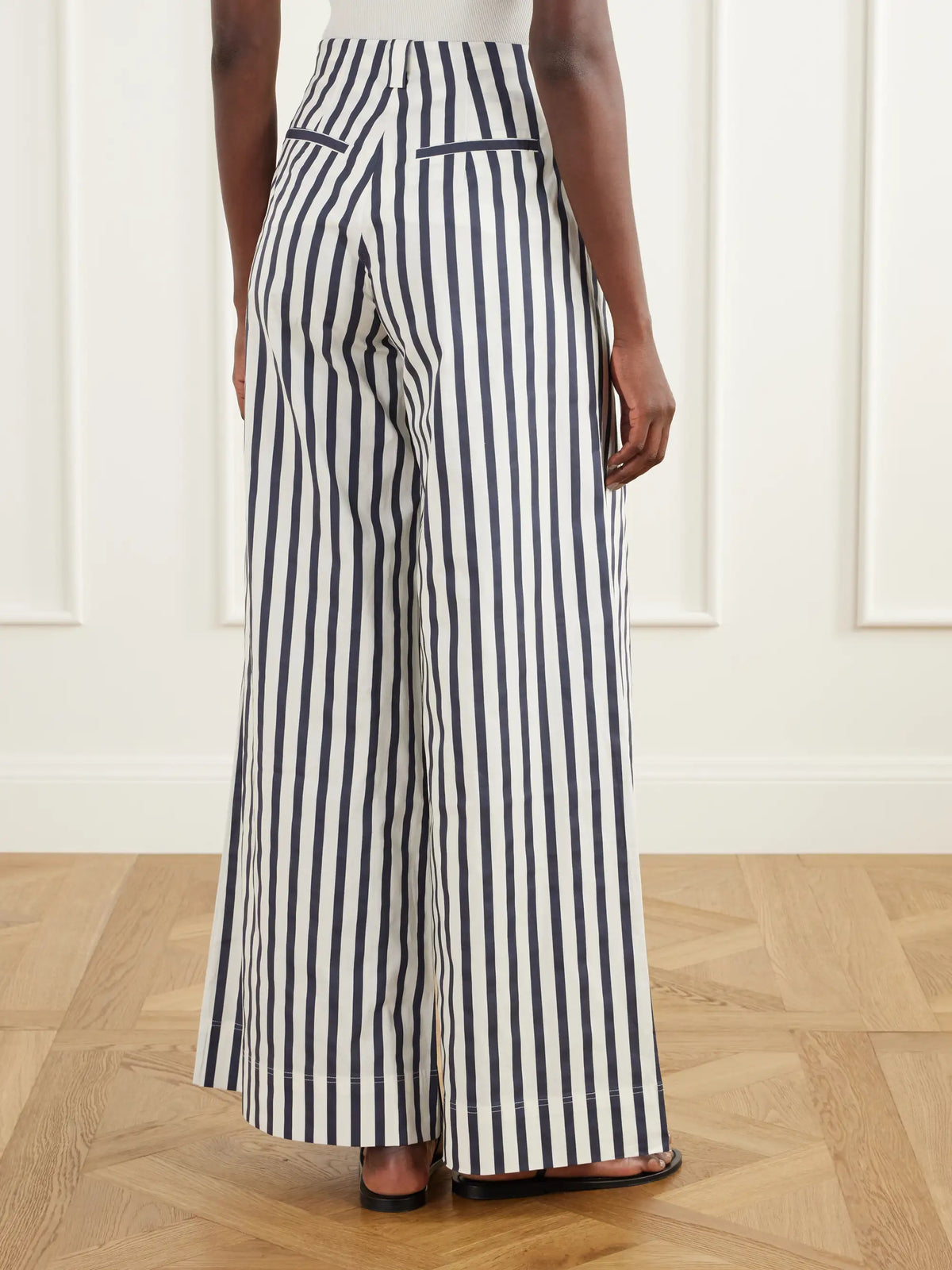 Andres Otalora Unna Pleated Striped Cotton-poplin Wide-leg Pants