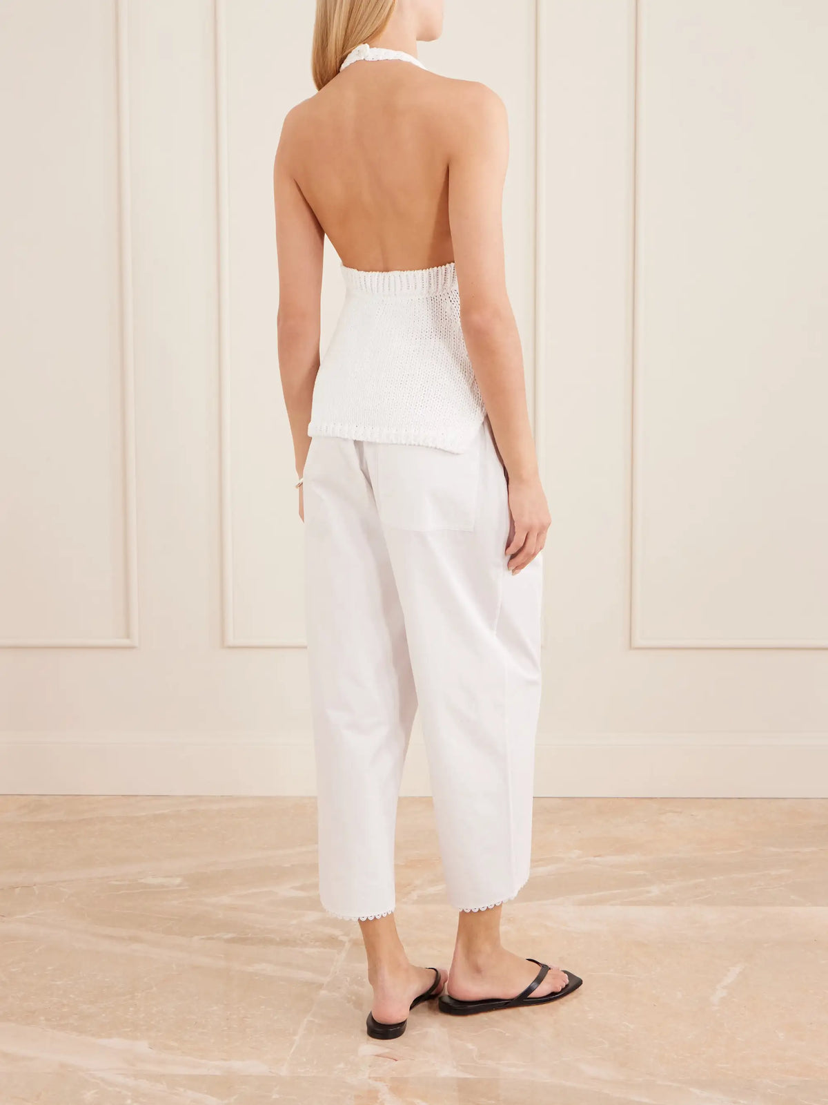 RÓHE Knitted Cotton Halterneck Top