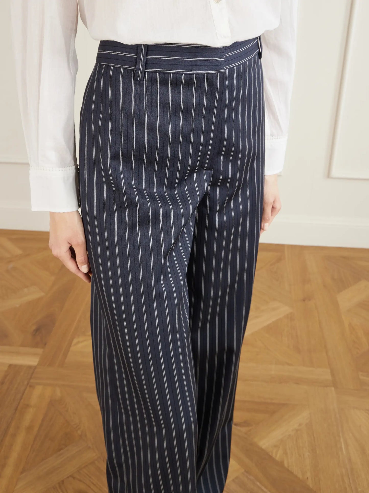 Rivers Striped Wool Wide-leg Pants