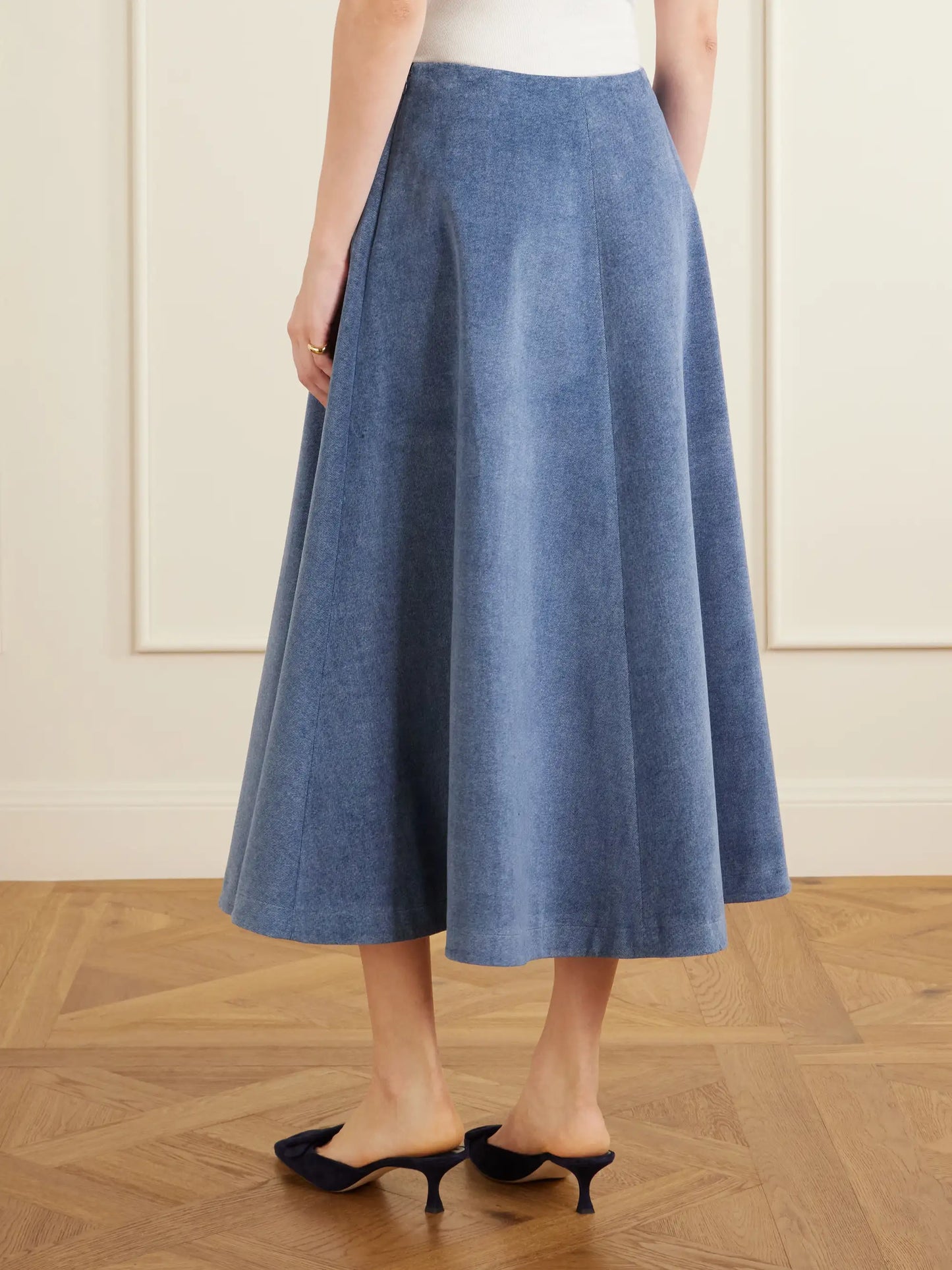 Varda Paneled Denim Midi Skirt