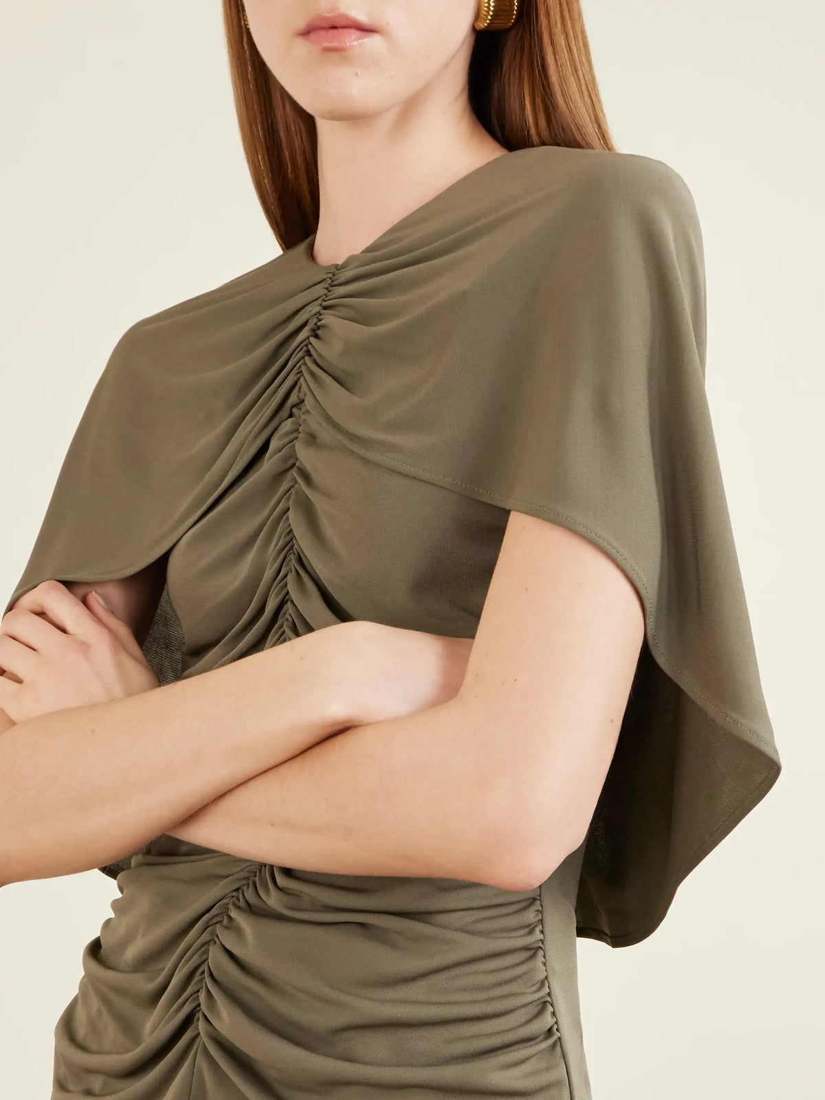 KALLMEYER Emme Cape-effect Gathered Jersey Top