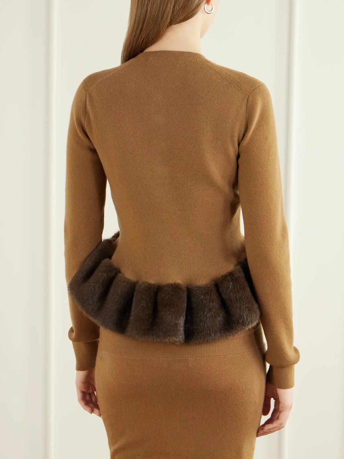 Stella McCartney Shearling-trim Wool-blend Cardigan