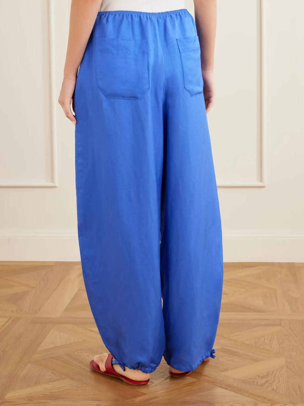 Tie-detailed Woven Balloon Pants