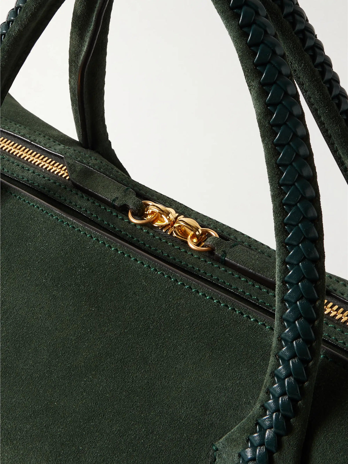 Vérité City Medium Braided Leather-trimmed Suede Tote