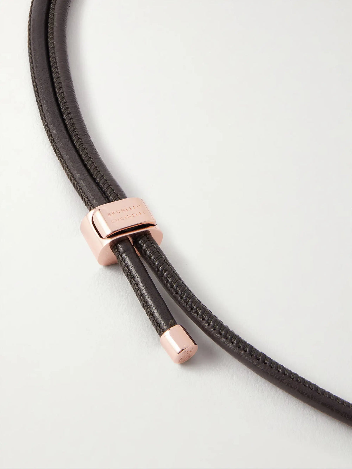 Leather And Rose Gold-tone Necklace