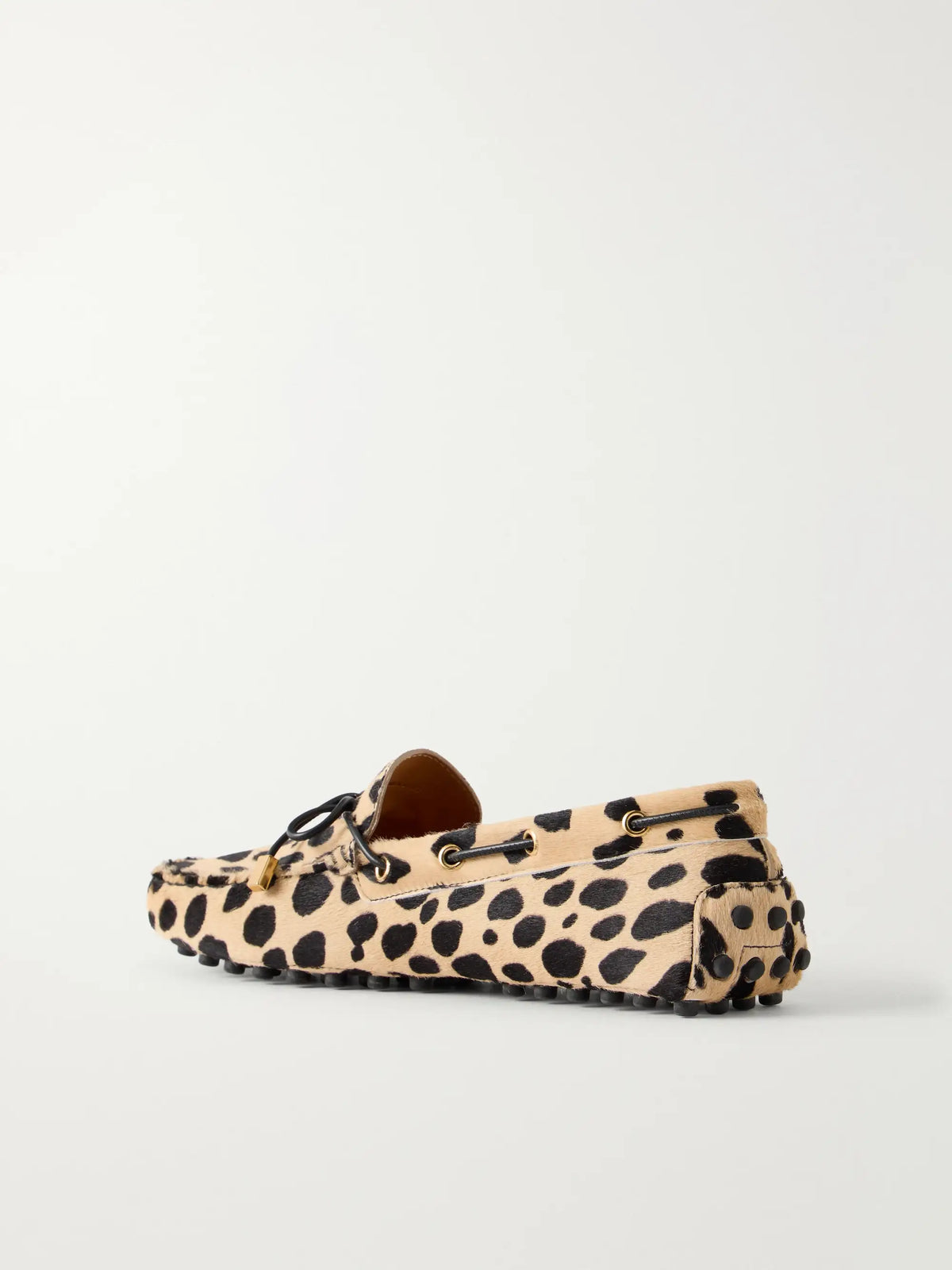 Gommino Bow-detail Animal-print Calf-hair Loafers