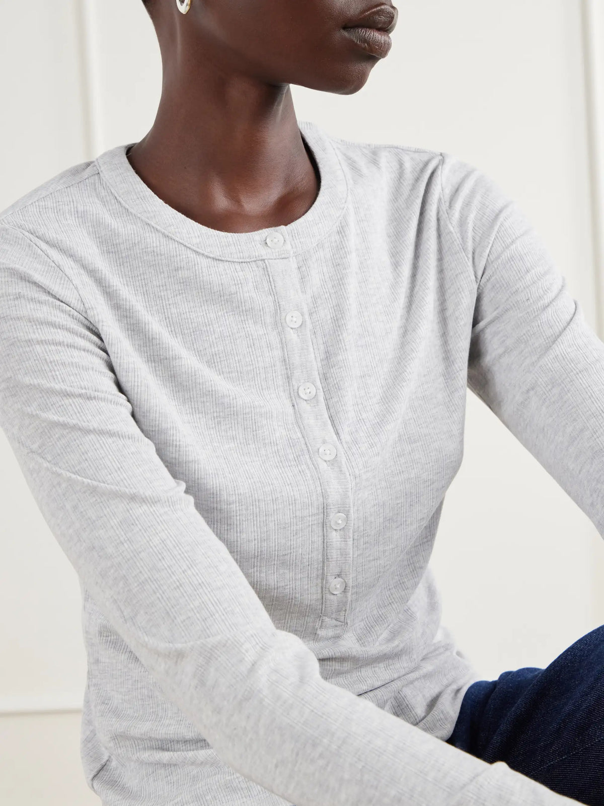 Varley Kesia Ribbed Stretch-modal Henley Top