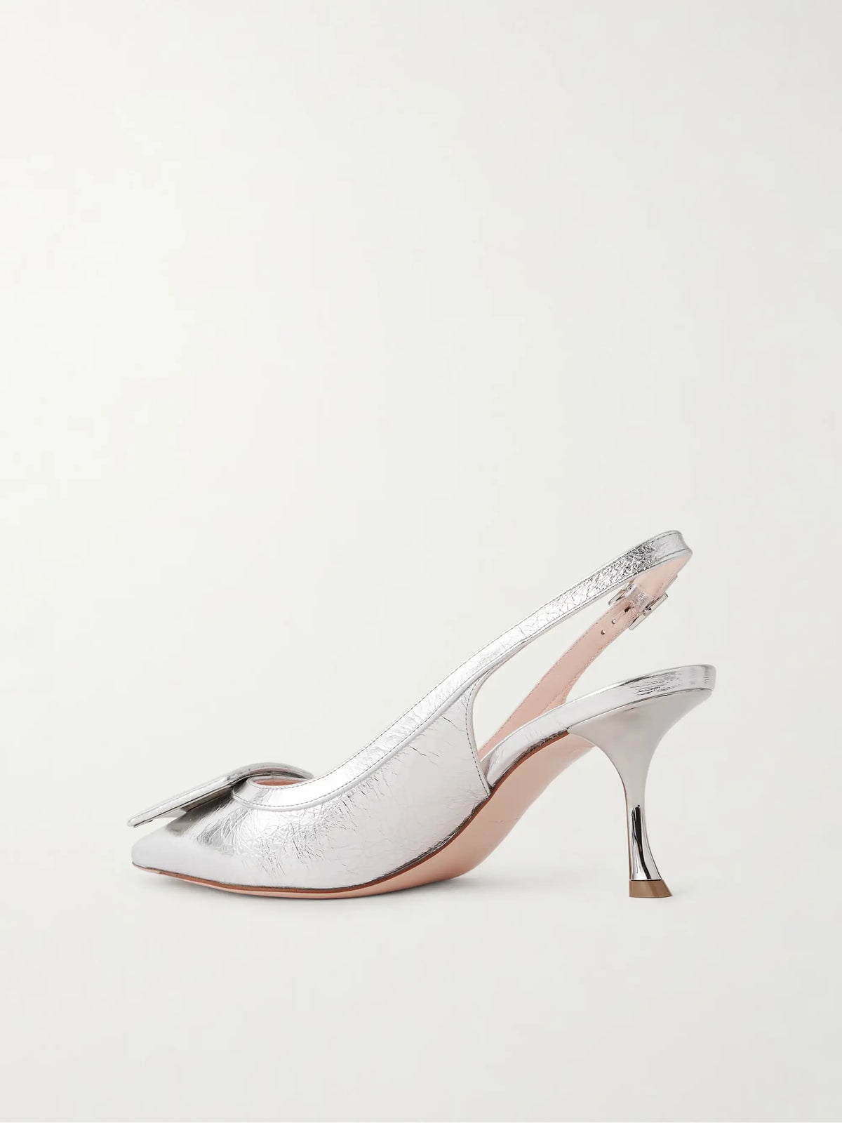 Viv In The City 65 Metallic Textured-leather Slingback Pumps