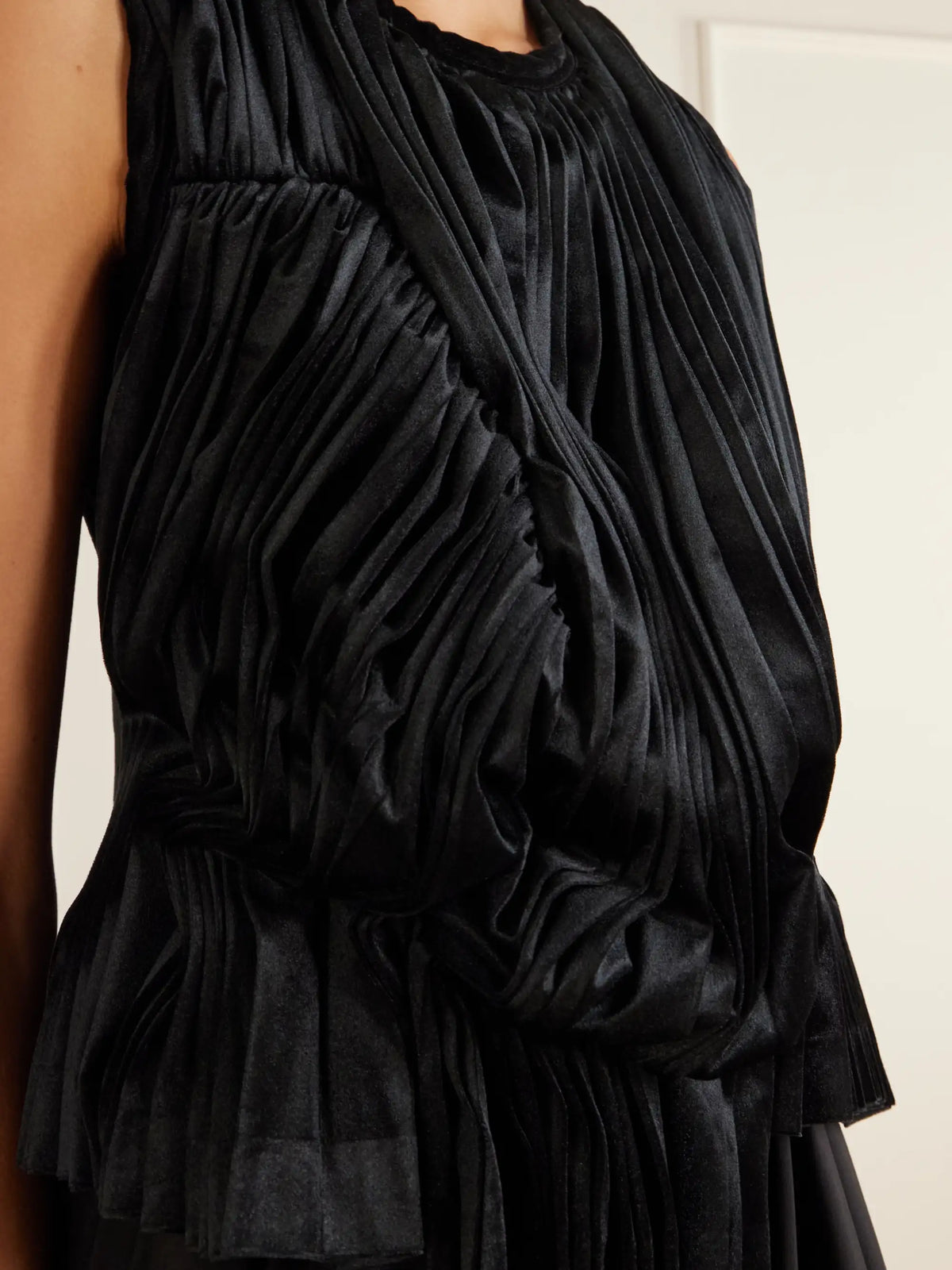Comme des Garçons Asymmetric Pleated Draped Jersey-velour Top