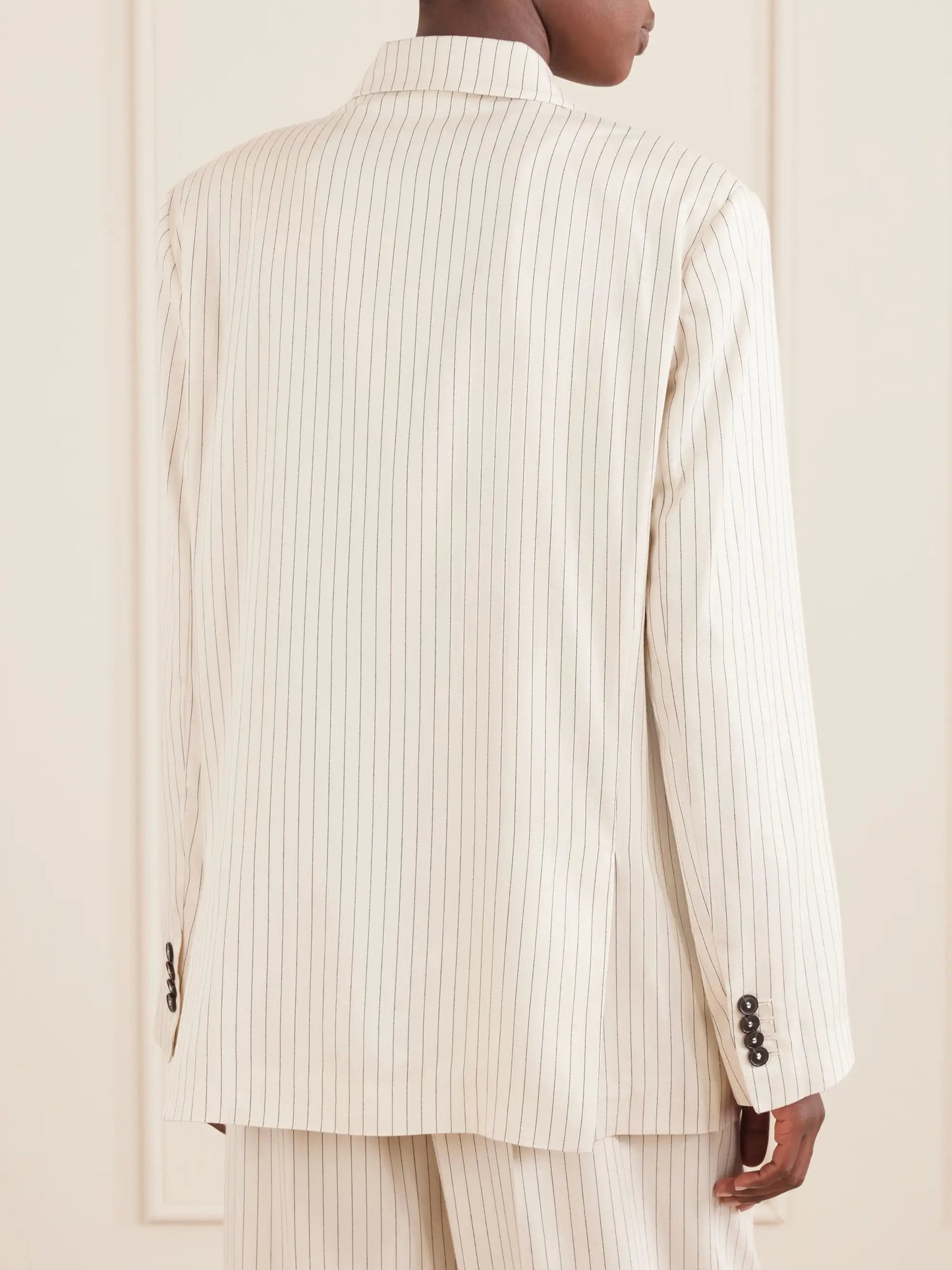 The Avenue Double-breasted Striped Blazer