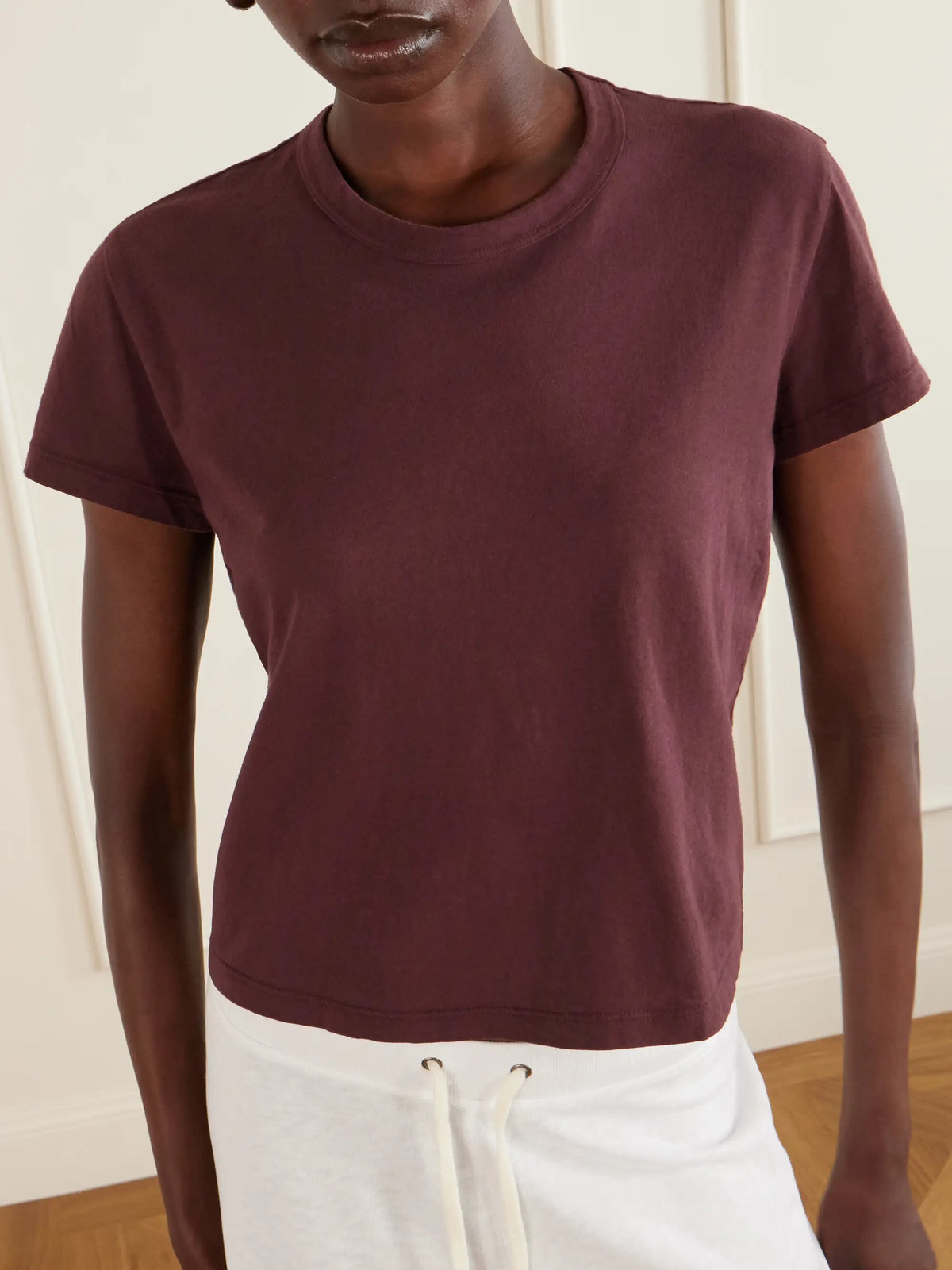 Cropped Cotton-jersey T-shirt