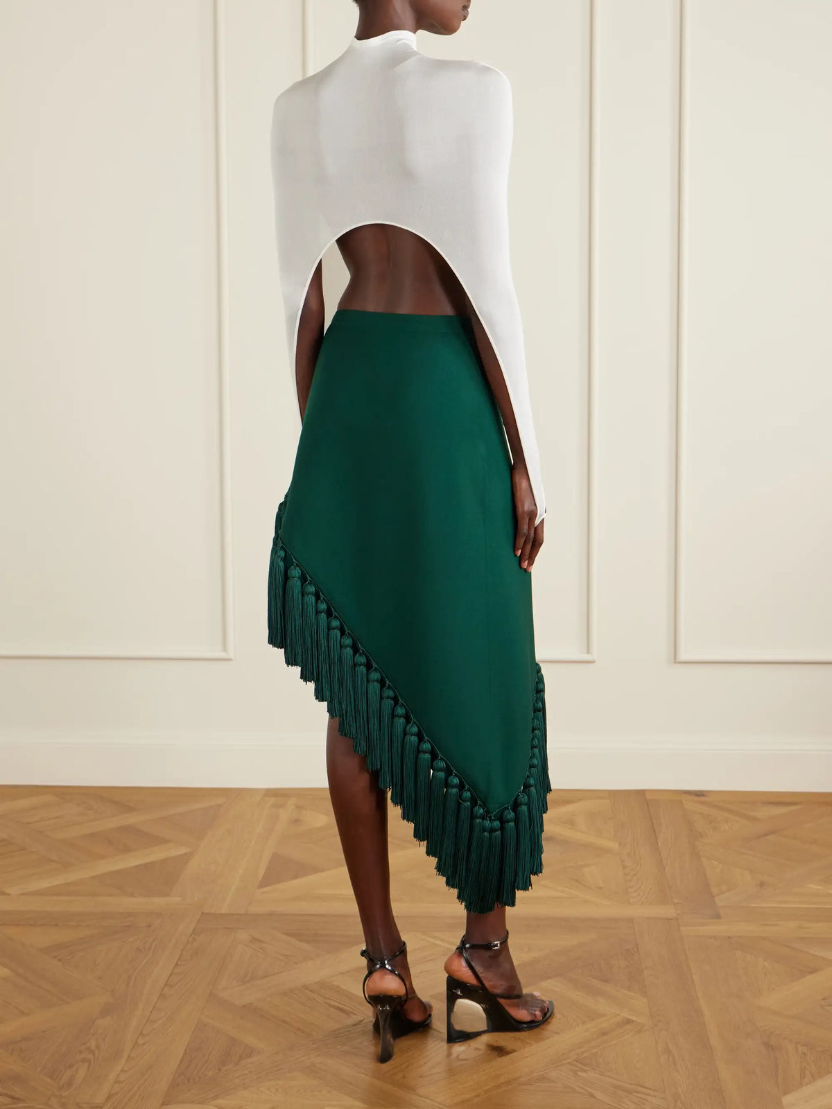 Alaïa Cropped Turtleneck Silk-blend Top