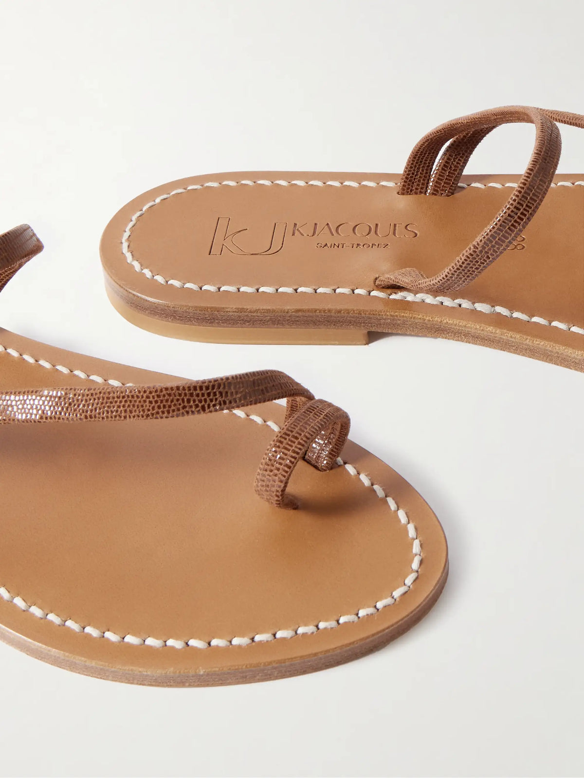 Actium Lizard-effect Leather Slides